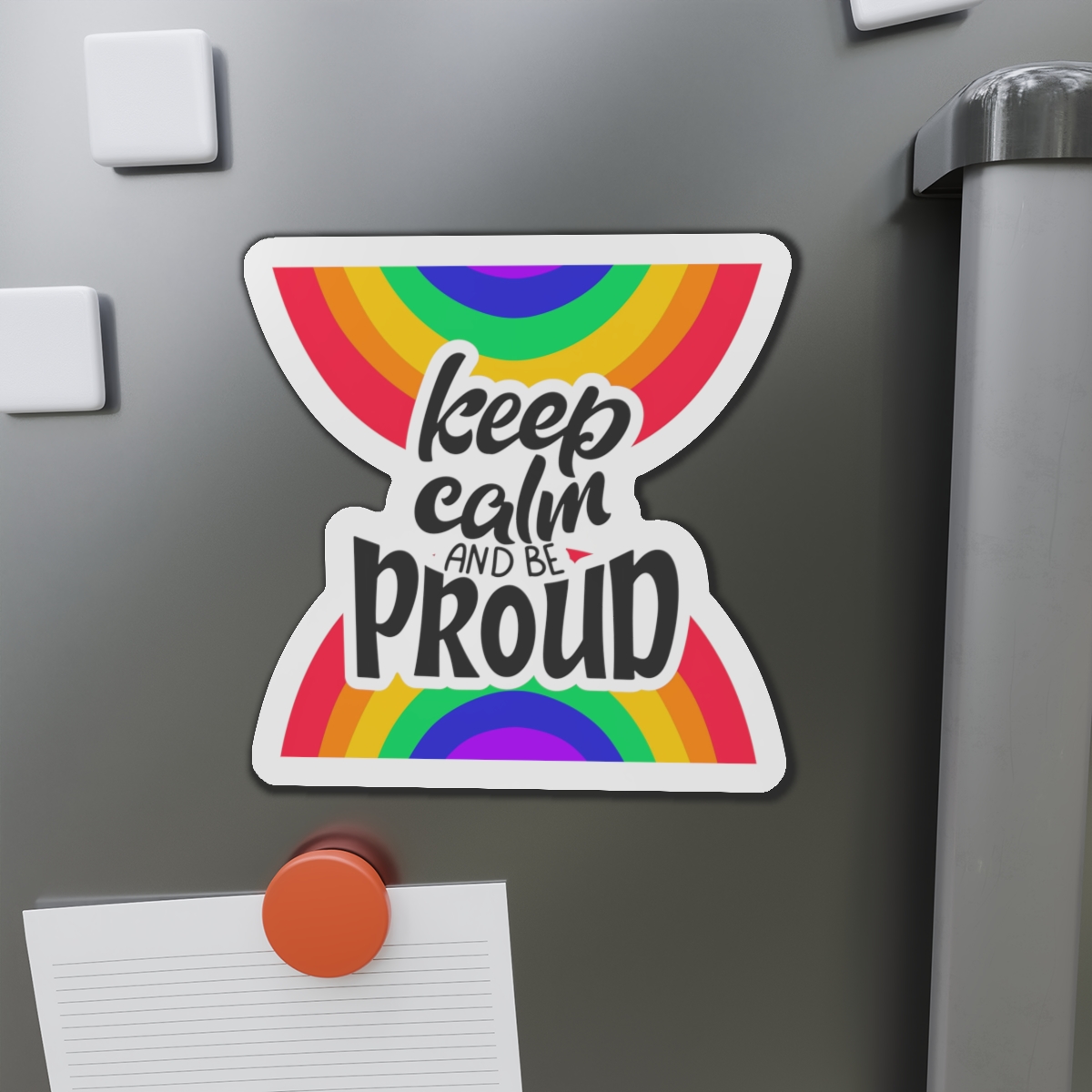 Keep Calm Be Proud Lgbt Lettering Quote Pride Poster Concept With Colorful Rainbow Vector Die Cut Magnets - Image 14