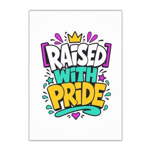 Raised With Pride Text Effect Gift Wrapping Paper Sheets 1pc