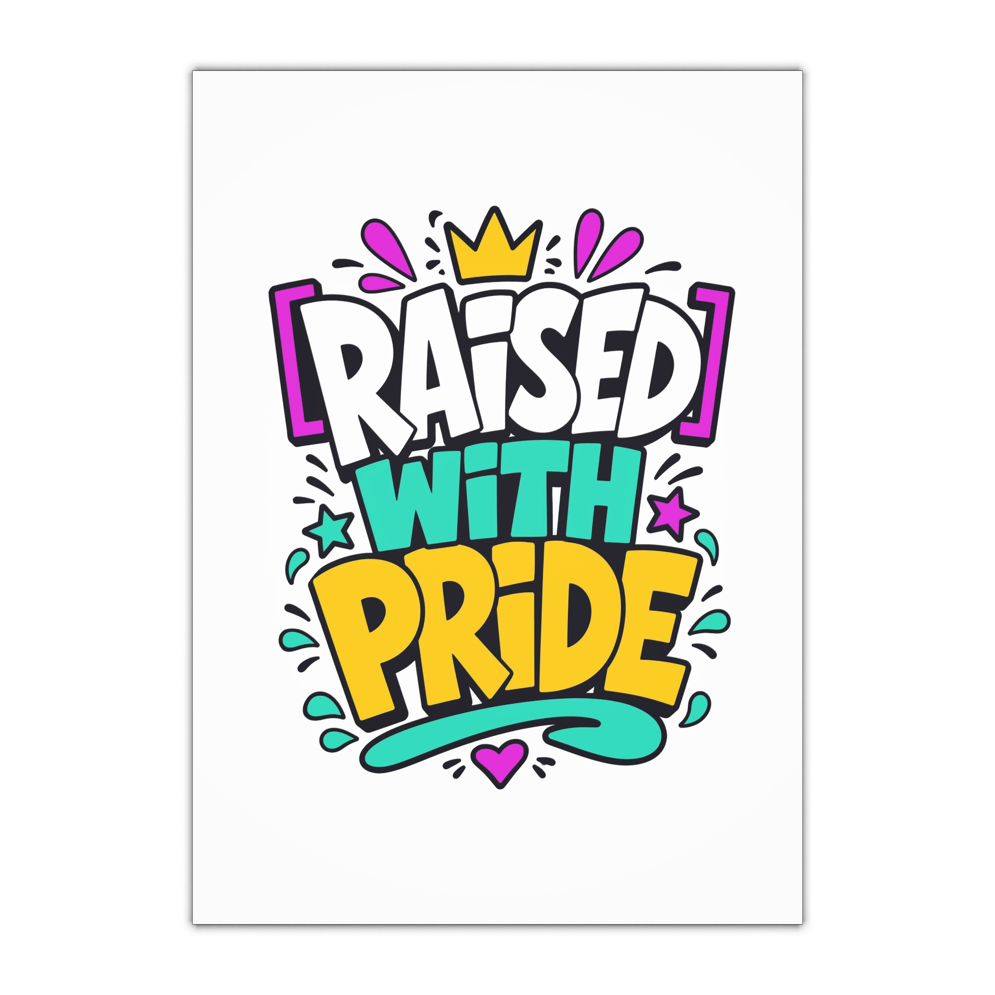 Raised With Pride Text Effect Gift Wrapping Paper Sheets 1pc