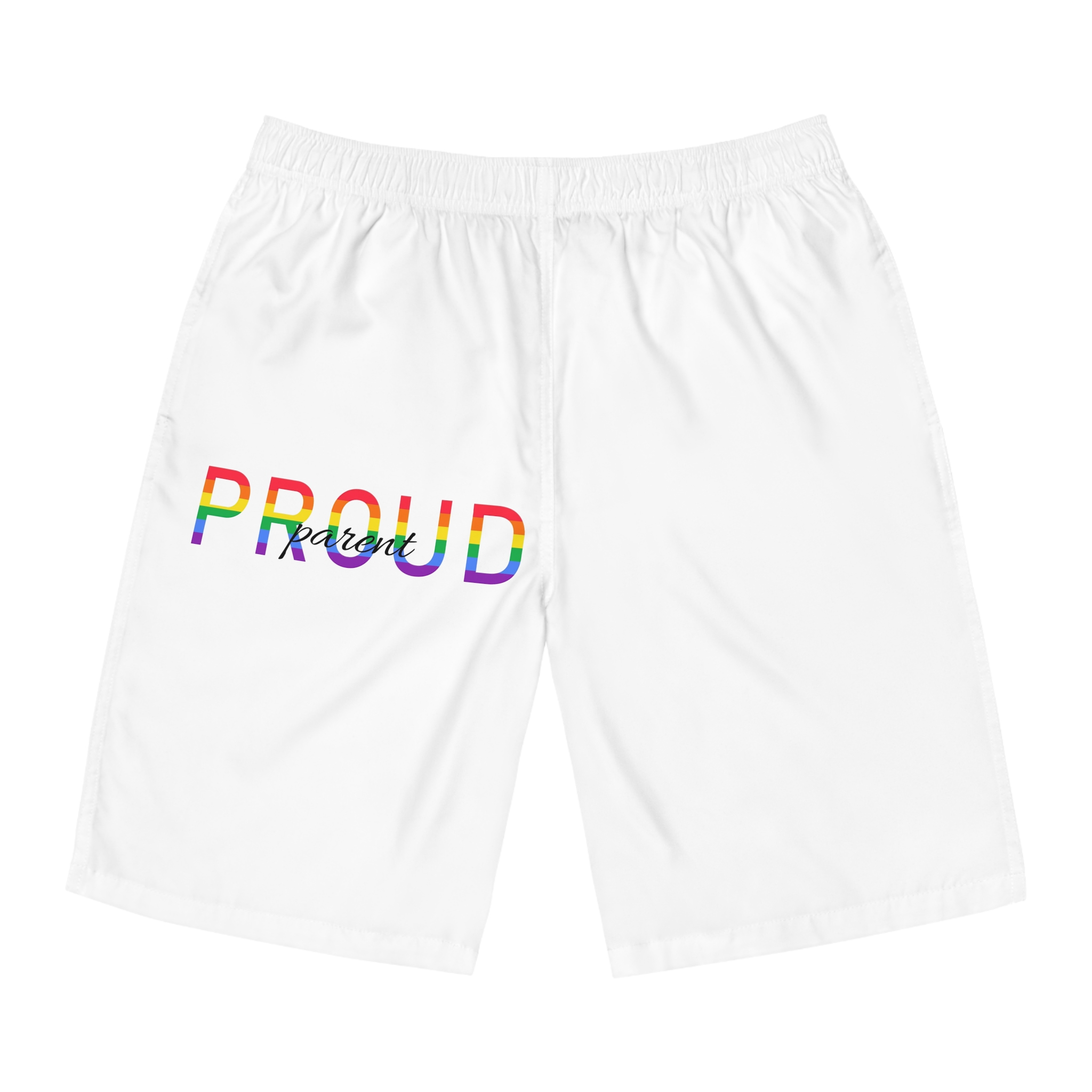 Proud Parent Letering Rainbow Colors Lgbt Flag Lgbt Parents Community Support Mens Board Shorts Aop