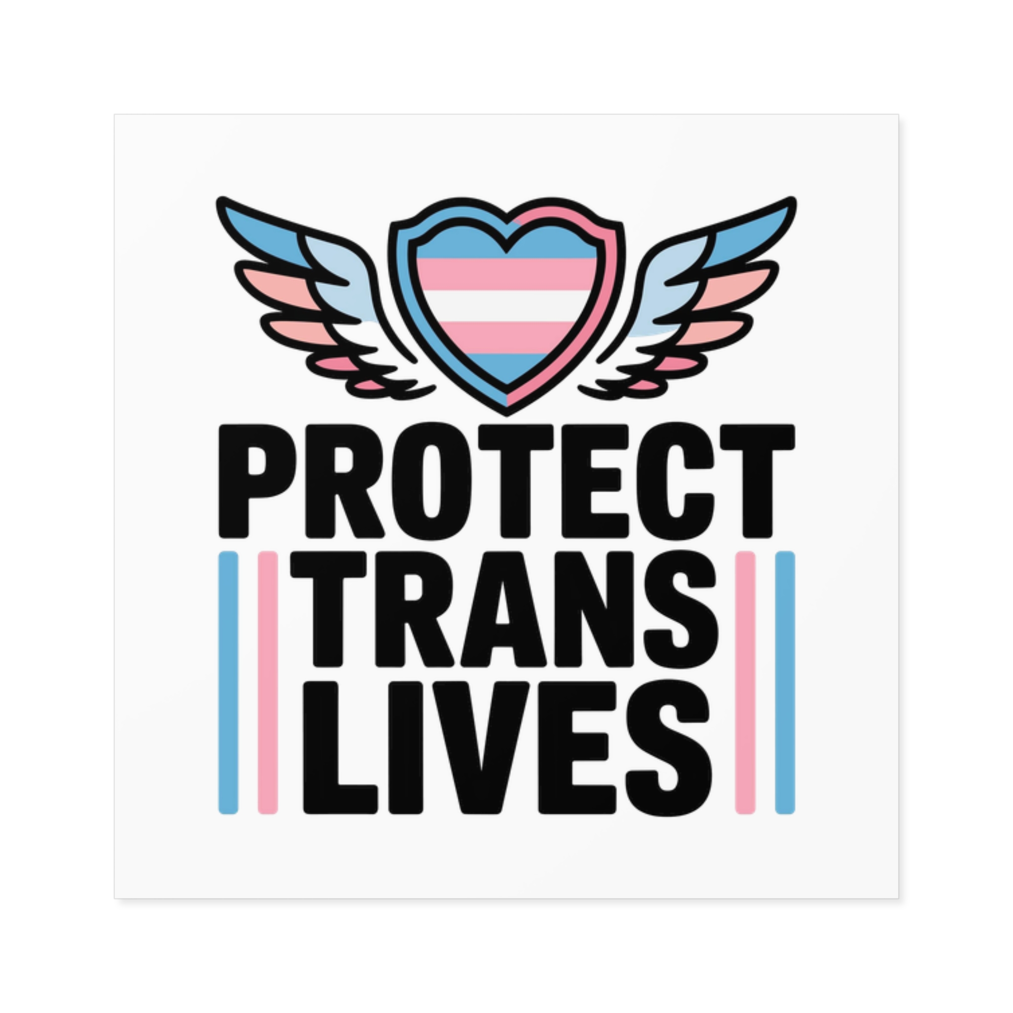 Protect Trans Lives T Shirt Design Isolated White Background 2 Laminate Stickers Square - Image 5