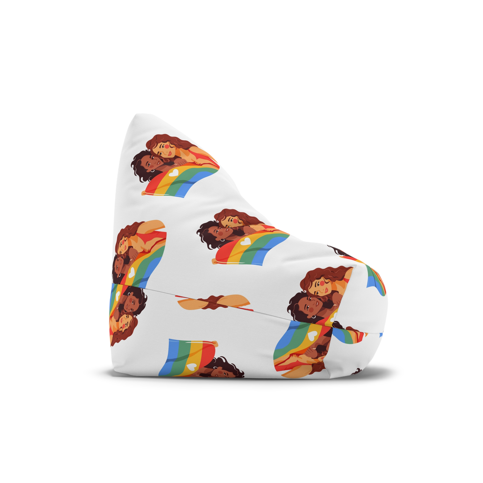 Portrait Lesbian Couple With Rainbow Flag Concept Lgbtq Bean Bag Chair Cover - Image 3