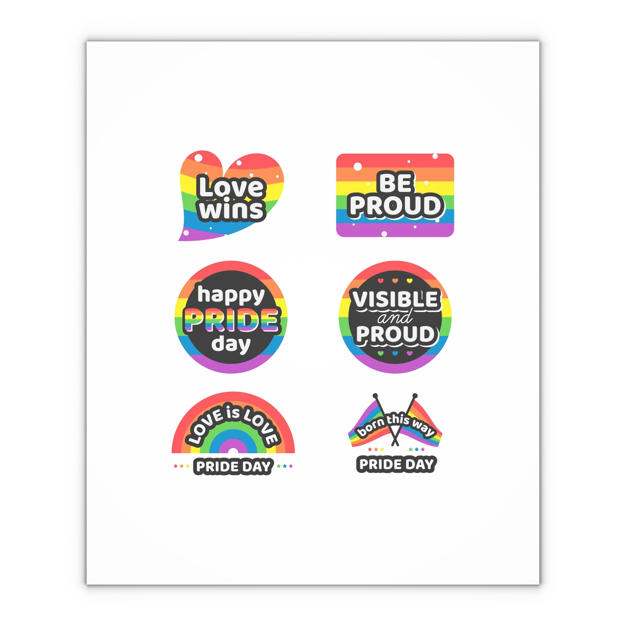 Set Rainbow Pride Labels Gift Wrapping Paper Sheets 1pc - Image 4
