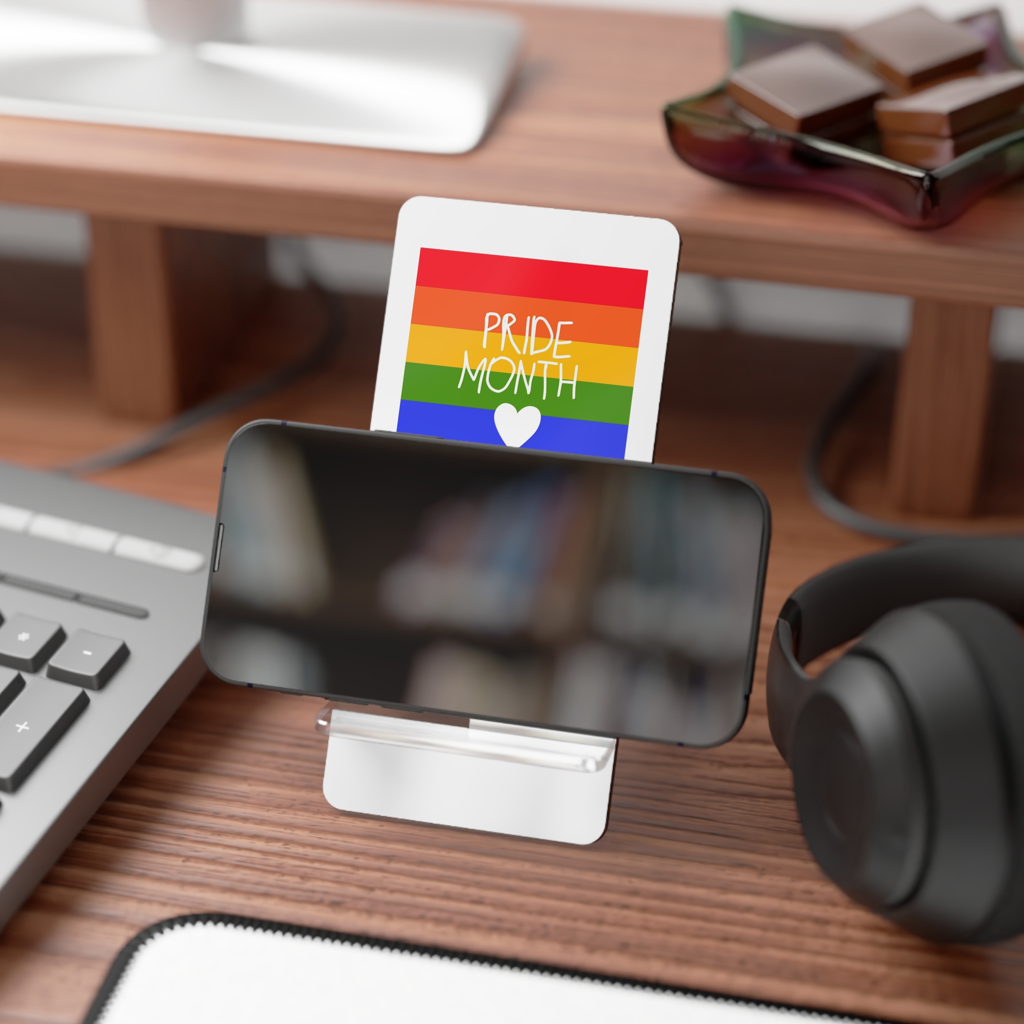 Cute Simple Banner Pride Month Symbols Pride Month With Lgbtq Flag Colours Mobile Display Stand For Smartphones - Image 4