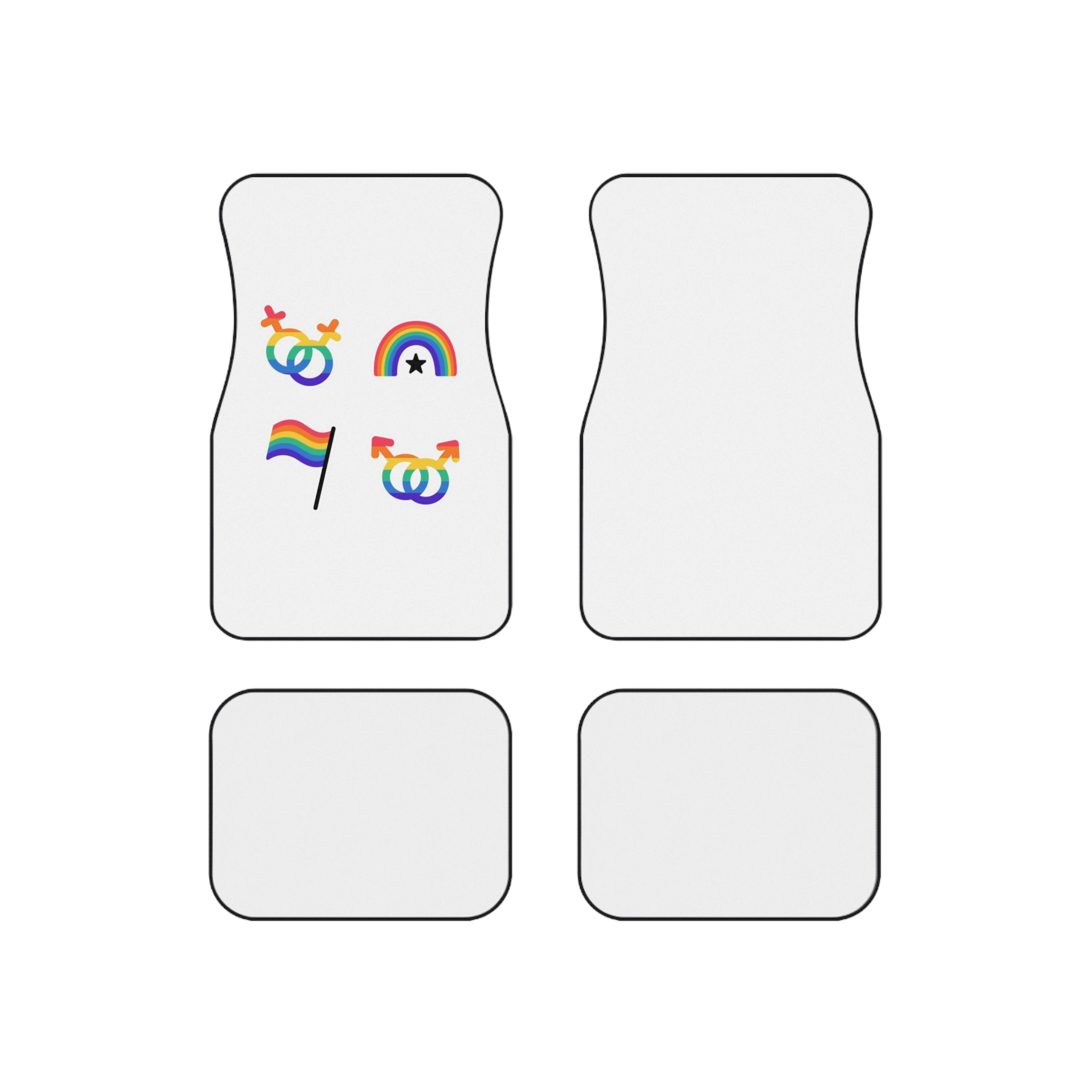 Lgbt Stickers Doodle Style Lgbtq Set Lgbt Pride Community Symbols Rainbow Colored Elements Flag Heart Rainbow Car Mats Set Of 4