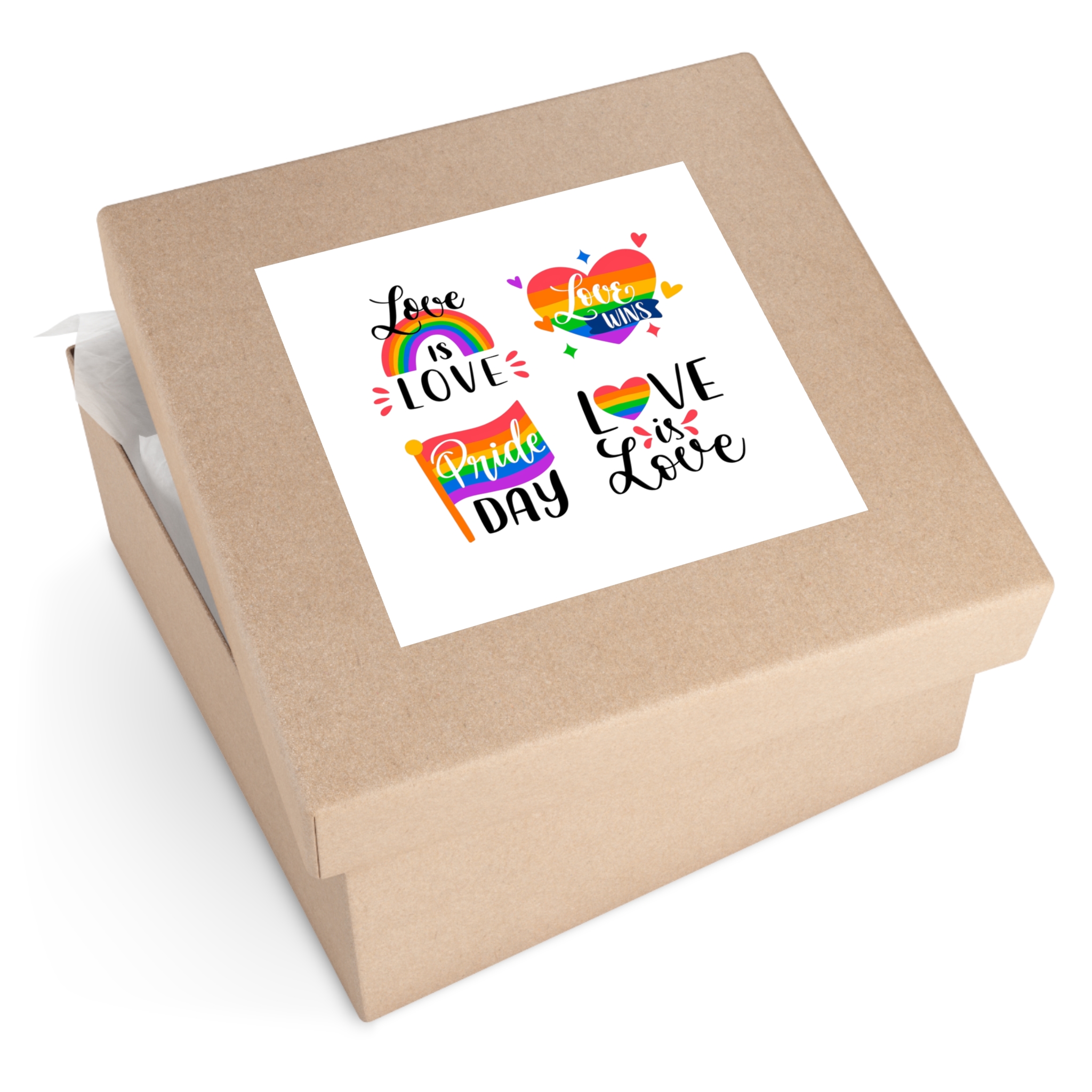 Hand Drawn Pride Day Label Collection Laminate Stickers Square - Image 63