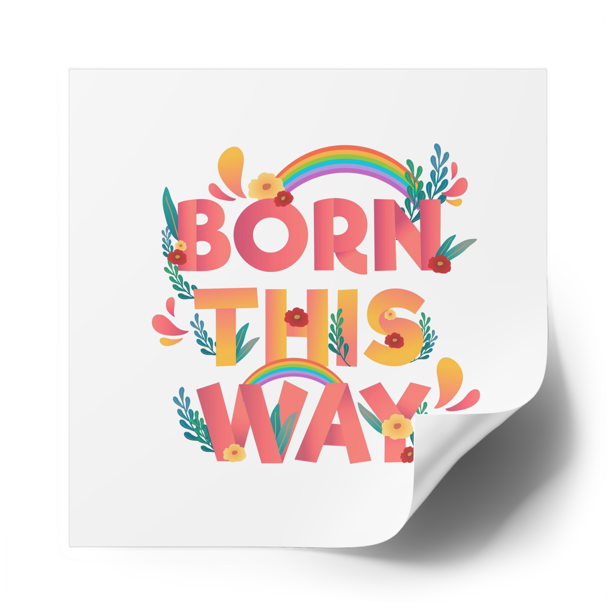 Pride Day Positive Lettering Design Laminate Stickers Square - Image 50