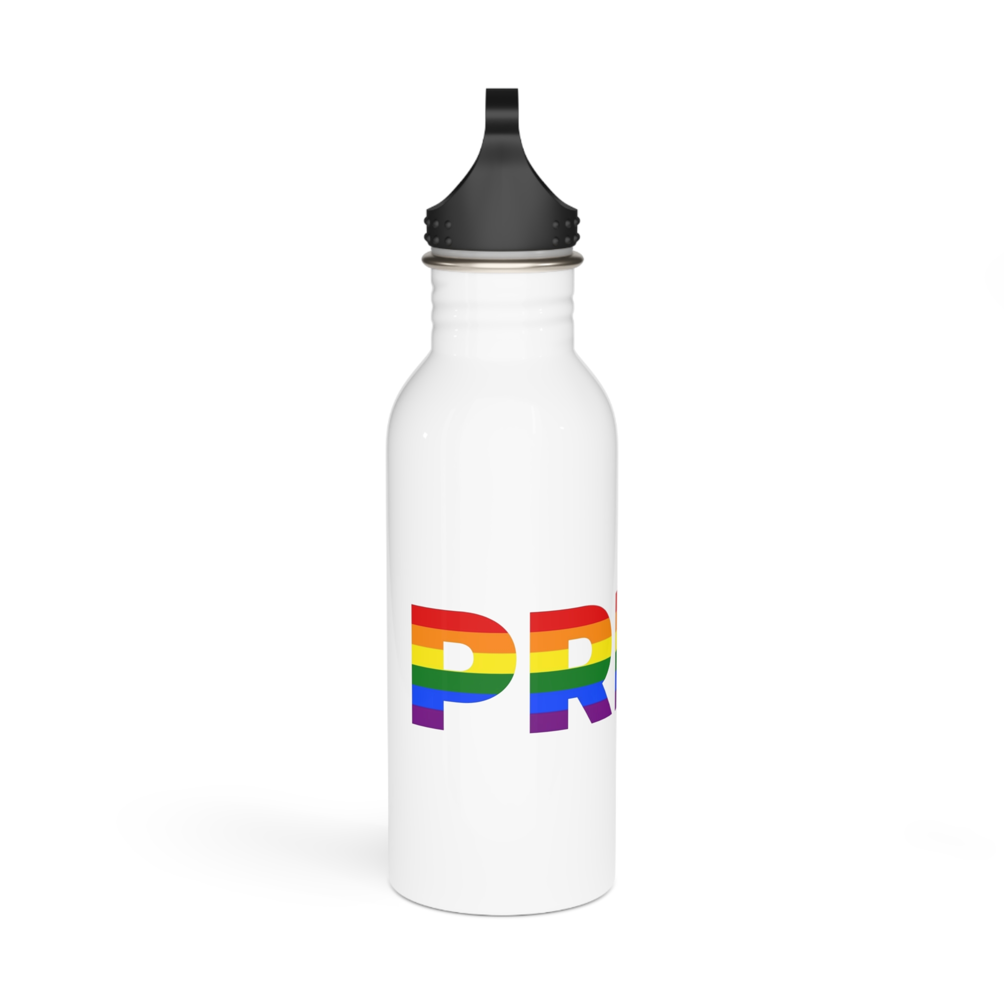 Text Pride Rainbow Colors Isolated White Background Banner Pride Month Vector Stainless Steel Water Bottle - Image 2