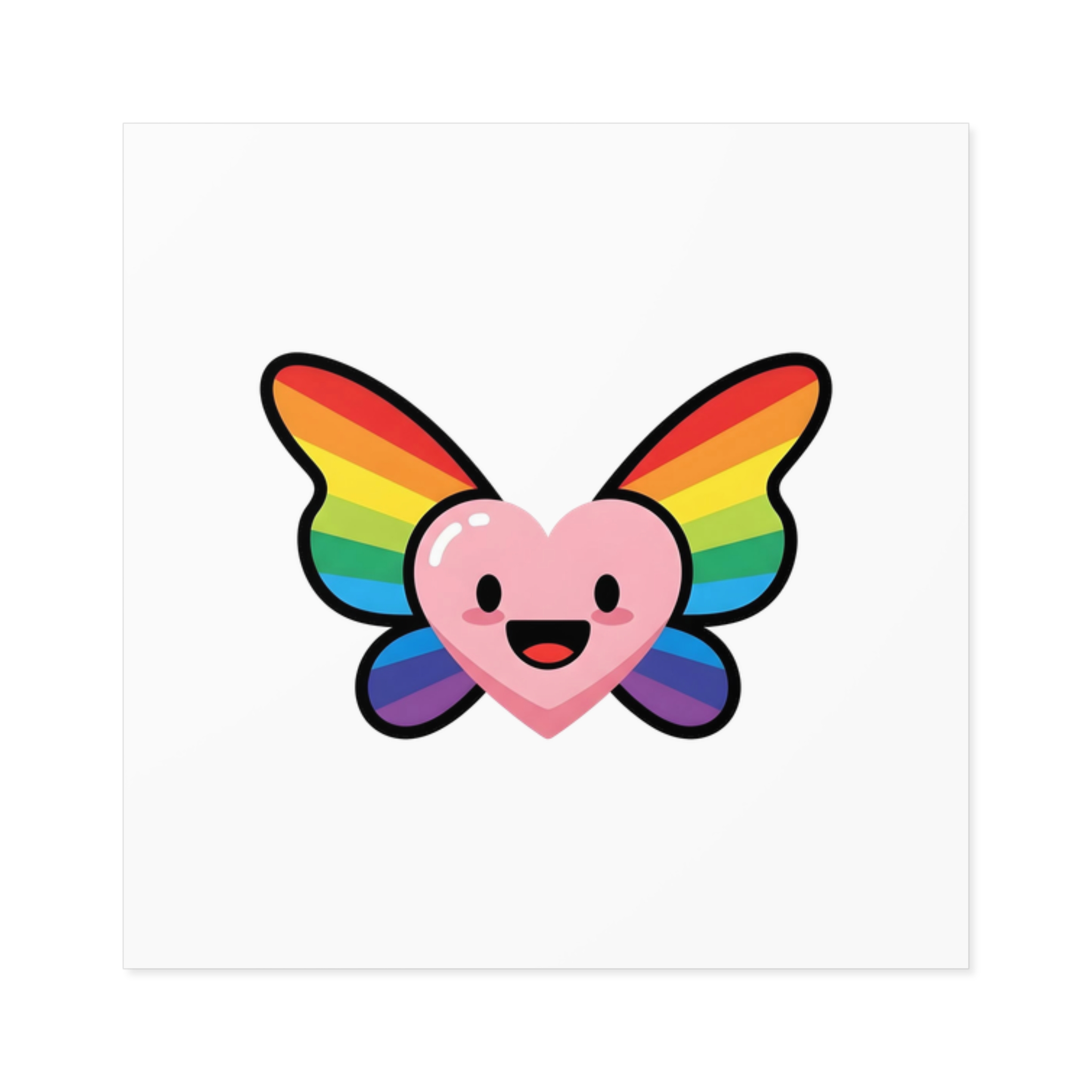 Happy Rainbow Heart Butterfly Laminate Stickers Square - Image 65