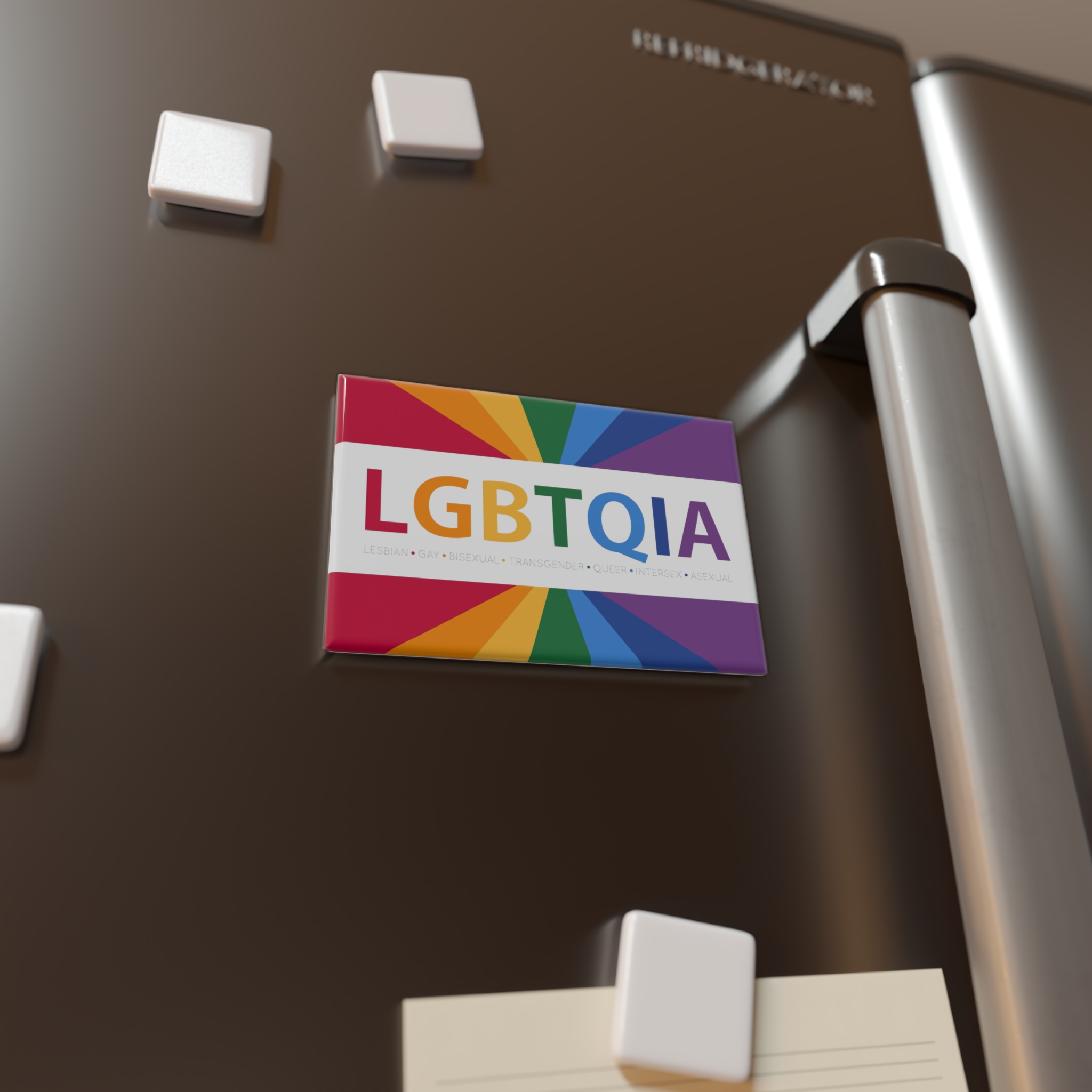 Lgbtqia Text Banner With Rainbow Background Lgbtqia Typography With Lgbt Gay Pride Flag Colours Button Magnet Rectangle 1 And 10 Pcs - Image 4