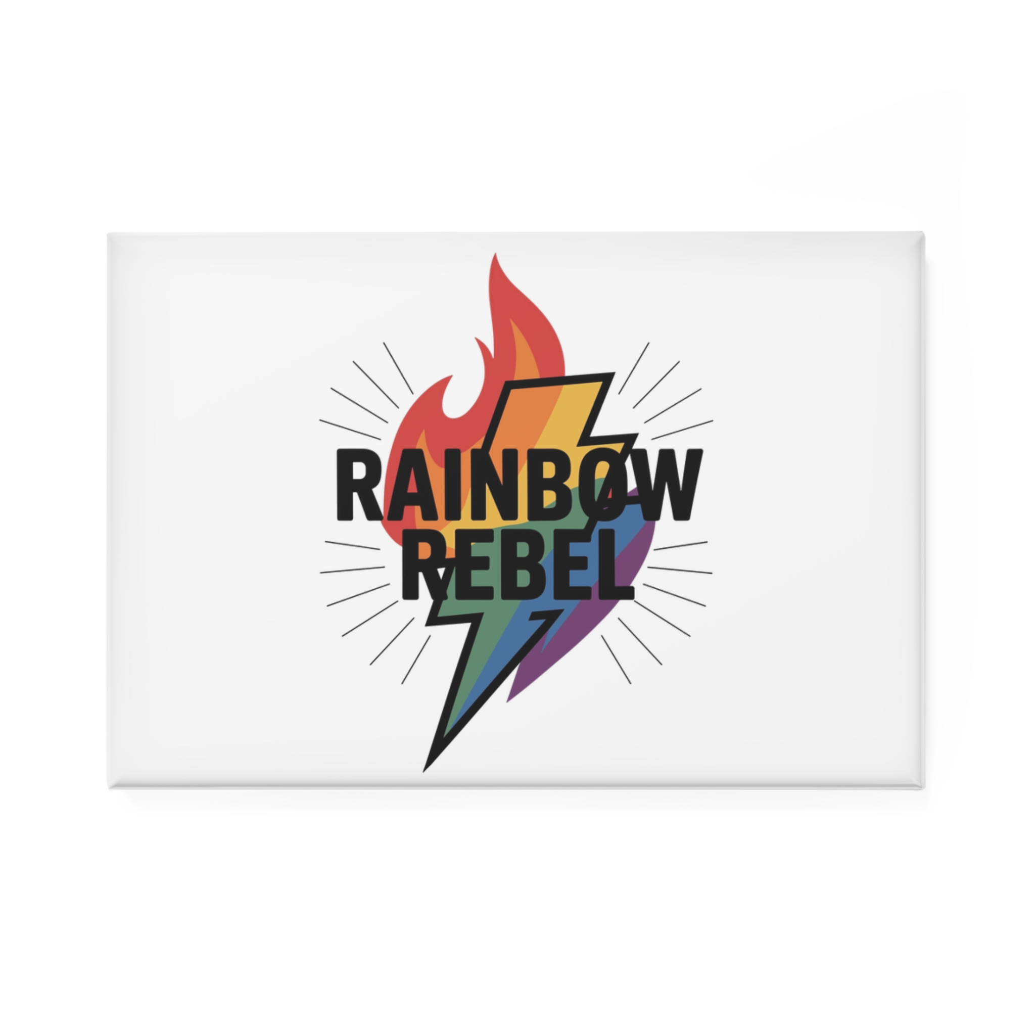 Rainbow Rebel T Shirt Design Isolated White Background 2 Button Magnet Rectangle 1 And 10 Pcs