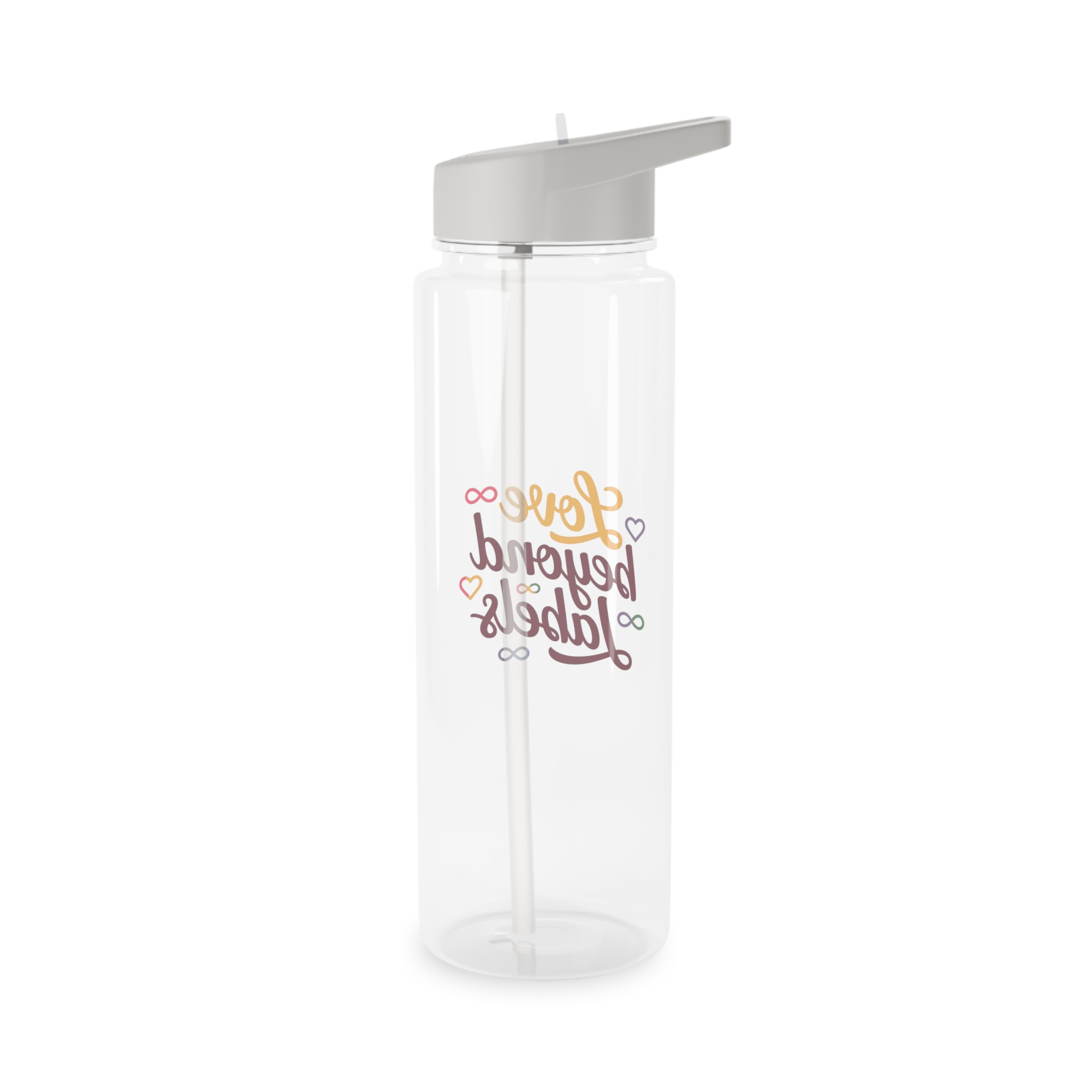 Love Beyond Labels T Shirt Design Isolated White Background Tritan Water Bottle - Image 6