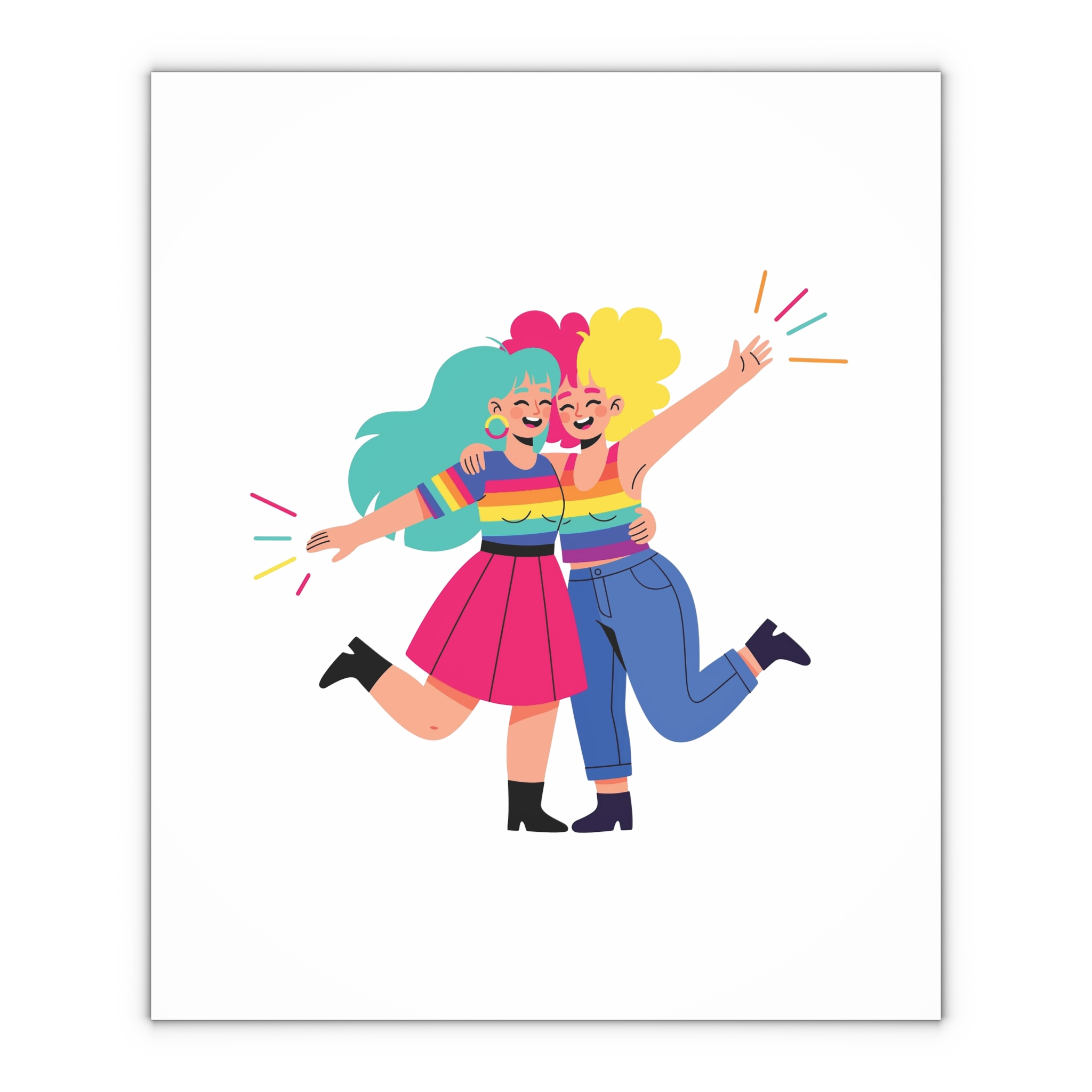 Two Happy Women Celebrating With Pride Flag Colors Gift Wrapping Paper Sheets 1pc - Image 4