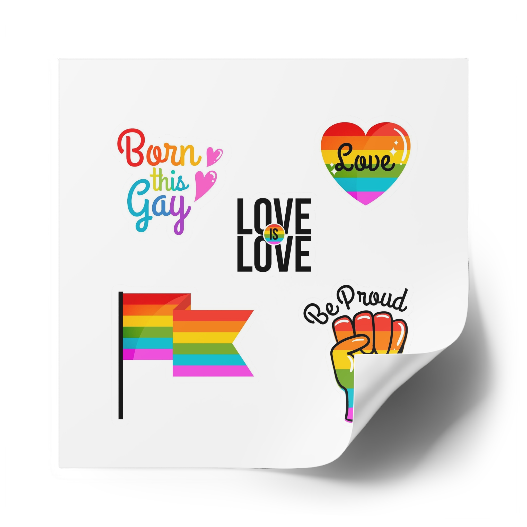 Pride Day Badges With Flag Collection Laminate Stickers Square - Image 58
