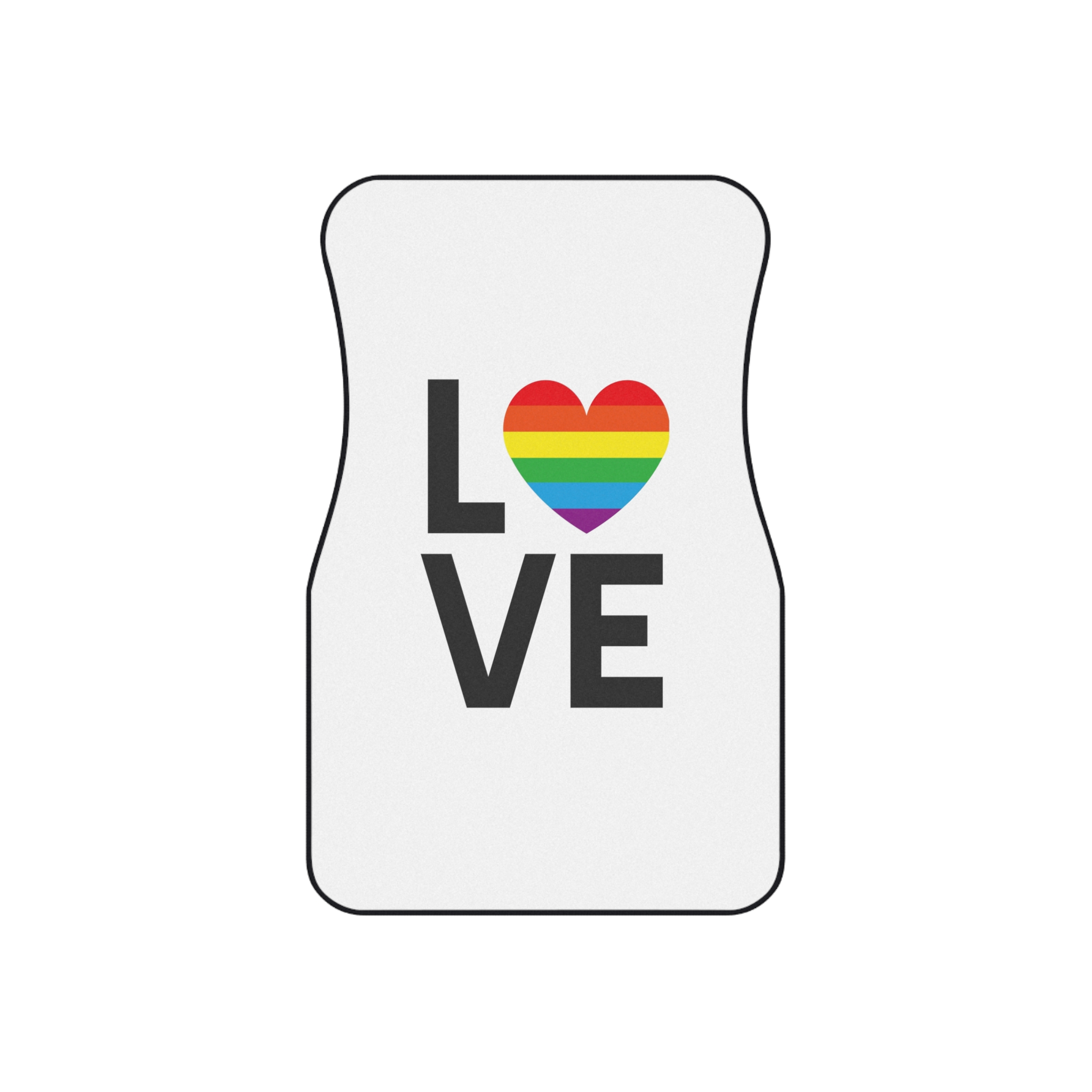 Vector Lgbt Rainbow Flag Love Lettering Isolated White Background Car Mats Set Of 4 - Image 2