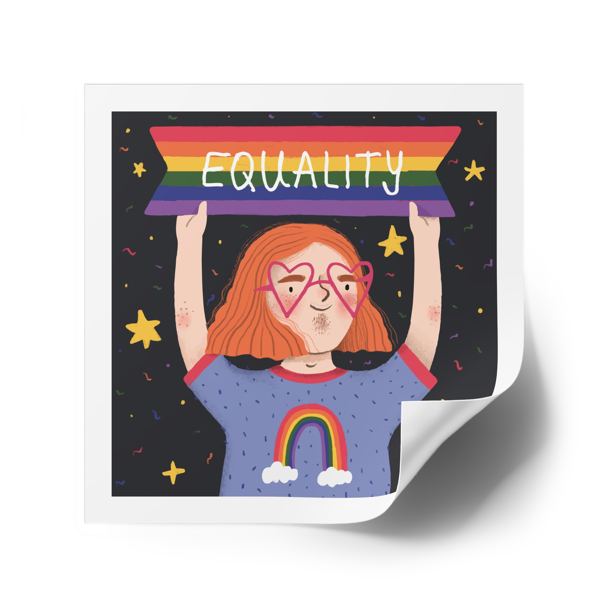 Pride Day Concept Equality Message Laminate Stickers Square - Image 34