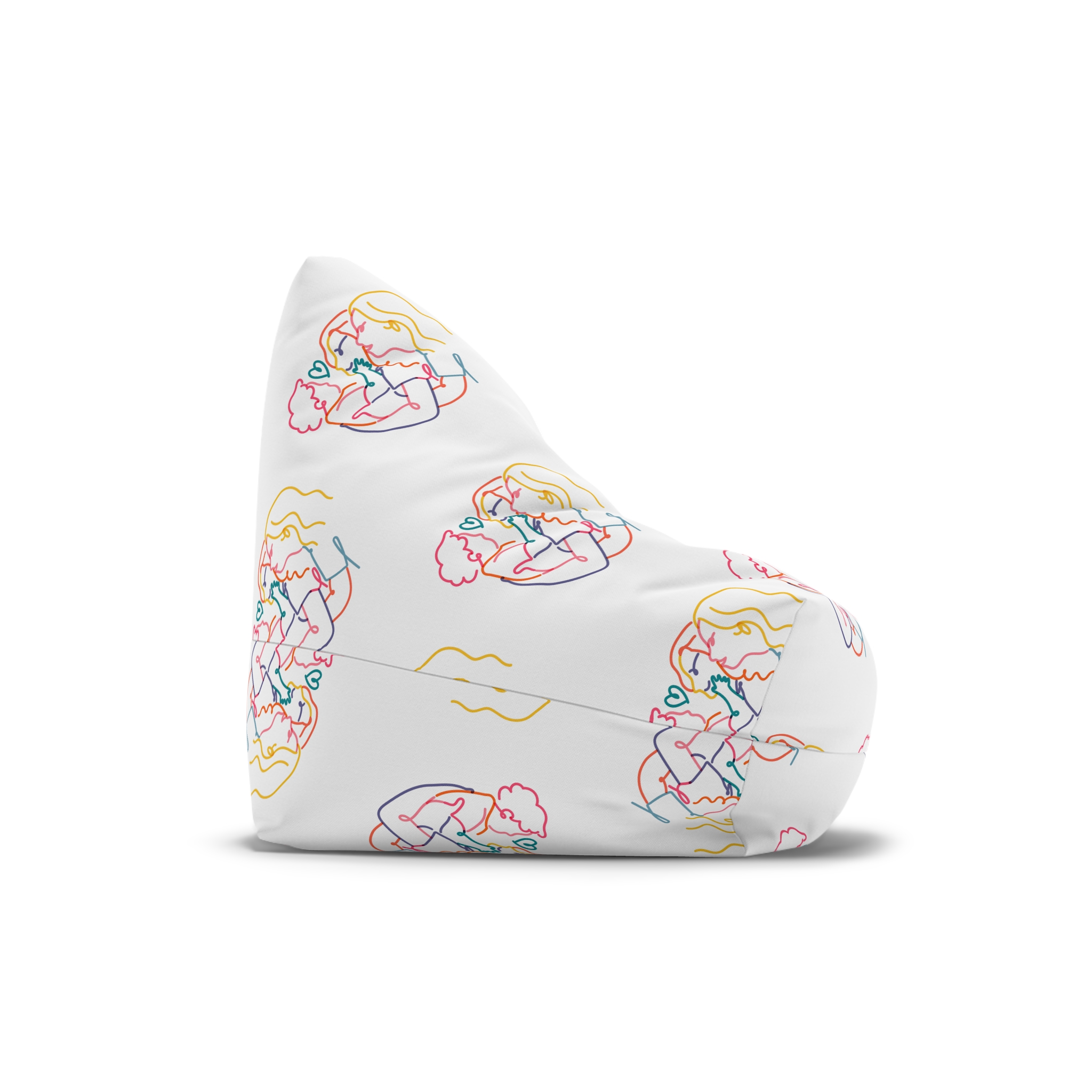 Lesbian Family Clipart Lgbtq Line Portrait Illustration Vector Bean Bag Chair Cover - Image 3