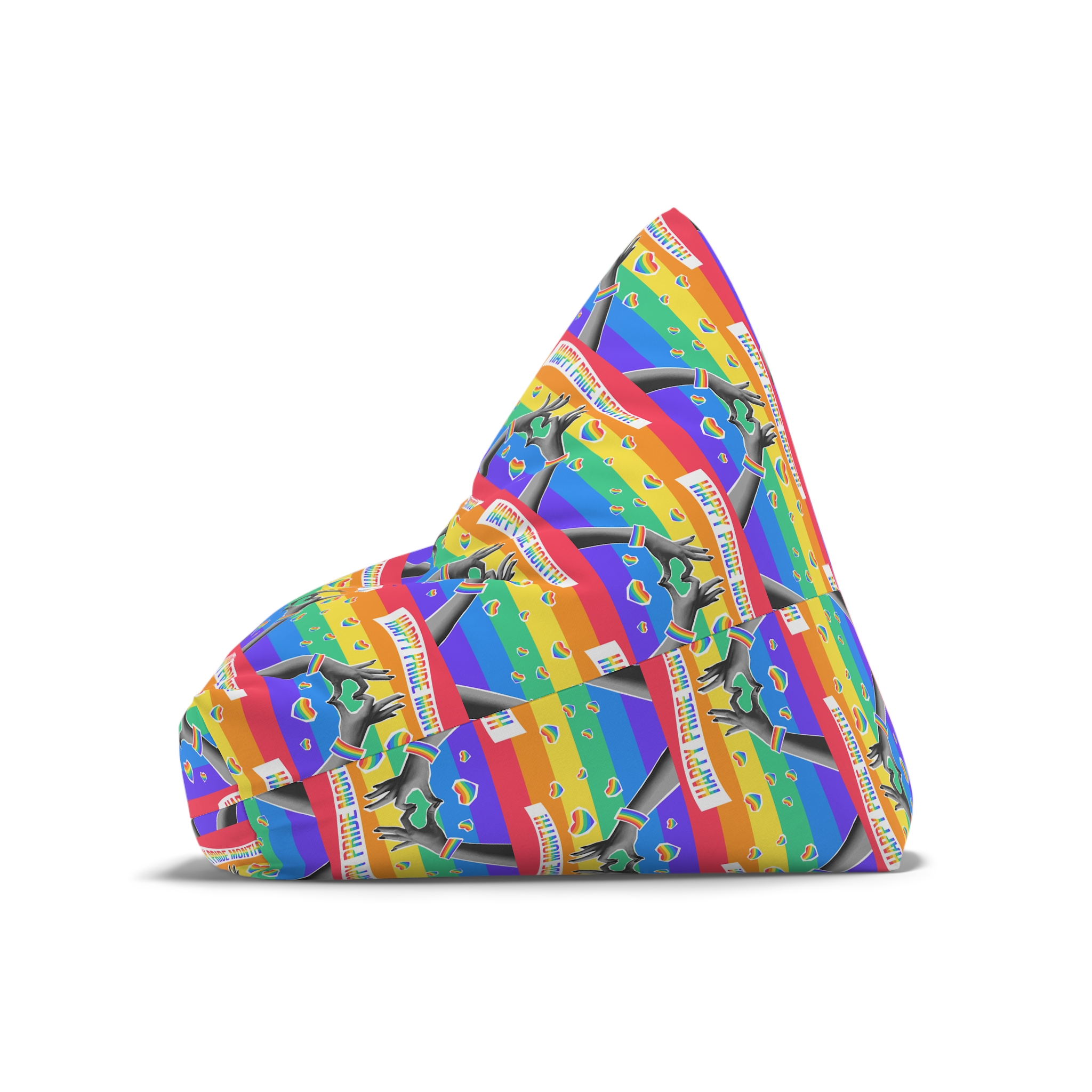Lgbtq Pride Month Card Y2k Style Trendy Retro Collage Halftone Hands Bean Bag Chair Cover - Image 8