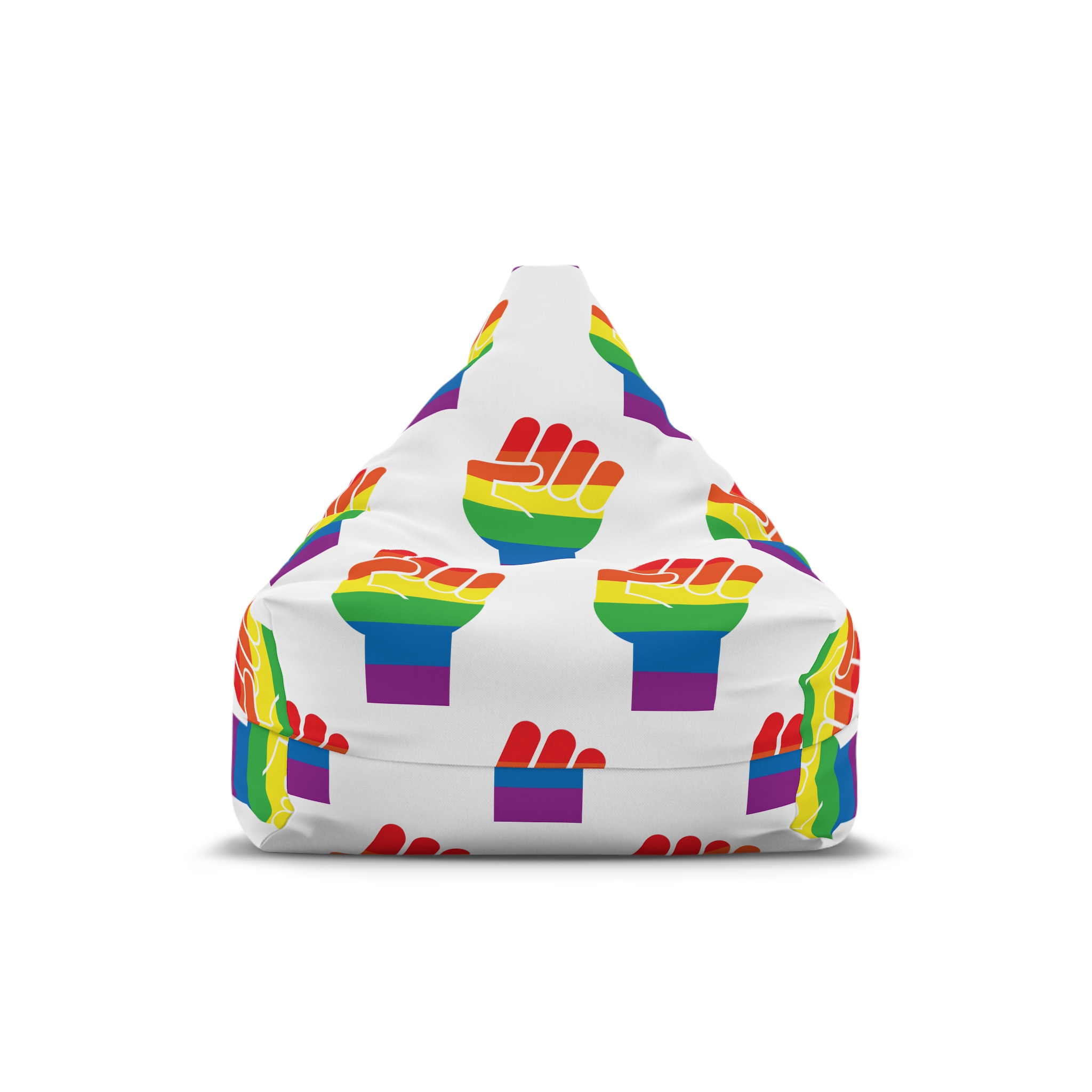 Vector Lgbt Rainbow Flag Fist Isolated White Background Bean Bag Chair Cover
