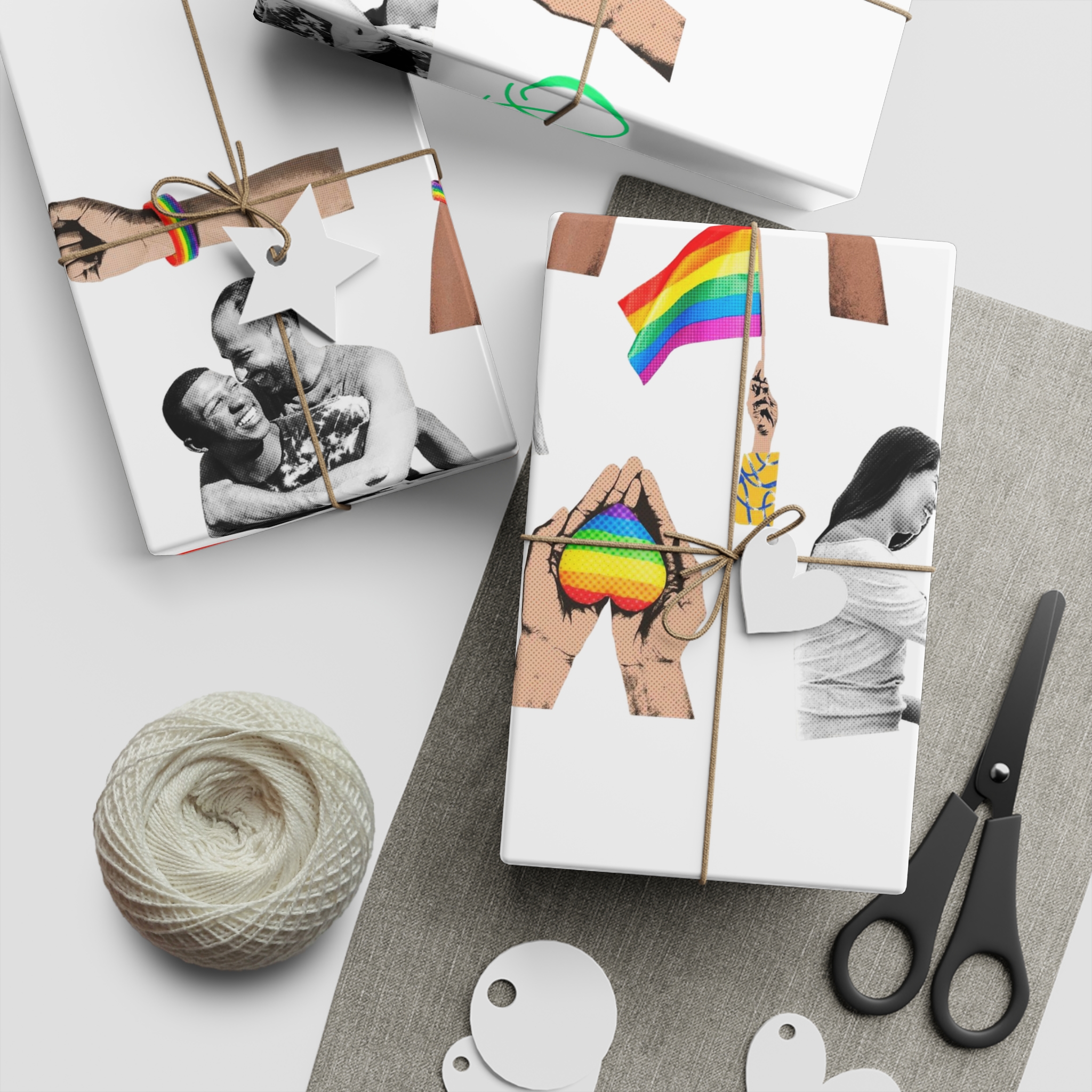 Gay Pride Sticker Rainbow Elements Set Vector Gift Wrapping Paper Sheets 1pc - Image 2