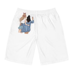 Friends Stand With Their Backs Mens Board Shorts Aop