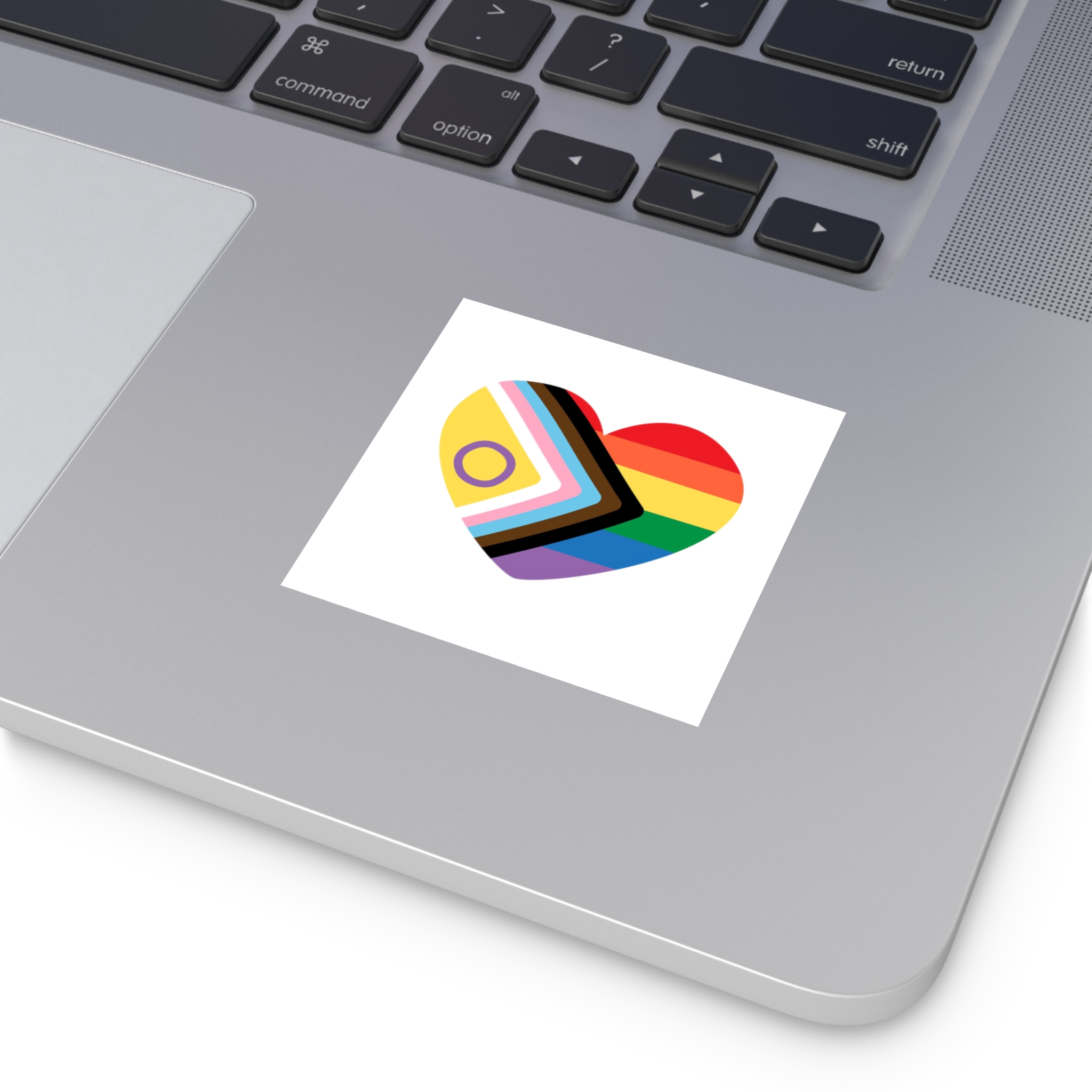 Inclusive Love Progress Pride Flag Heart Symbol Laminate Stickers Square - Image 67
