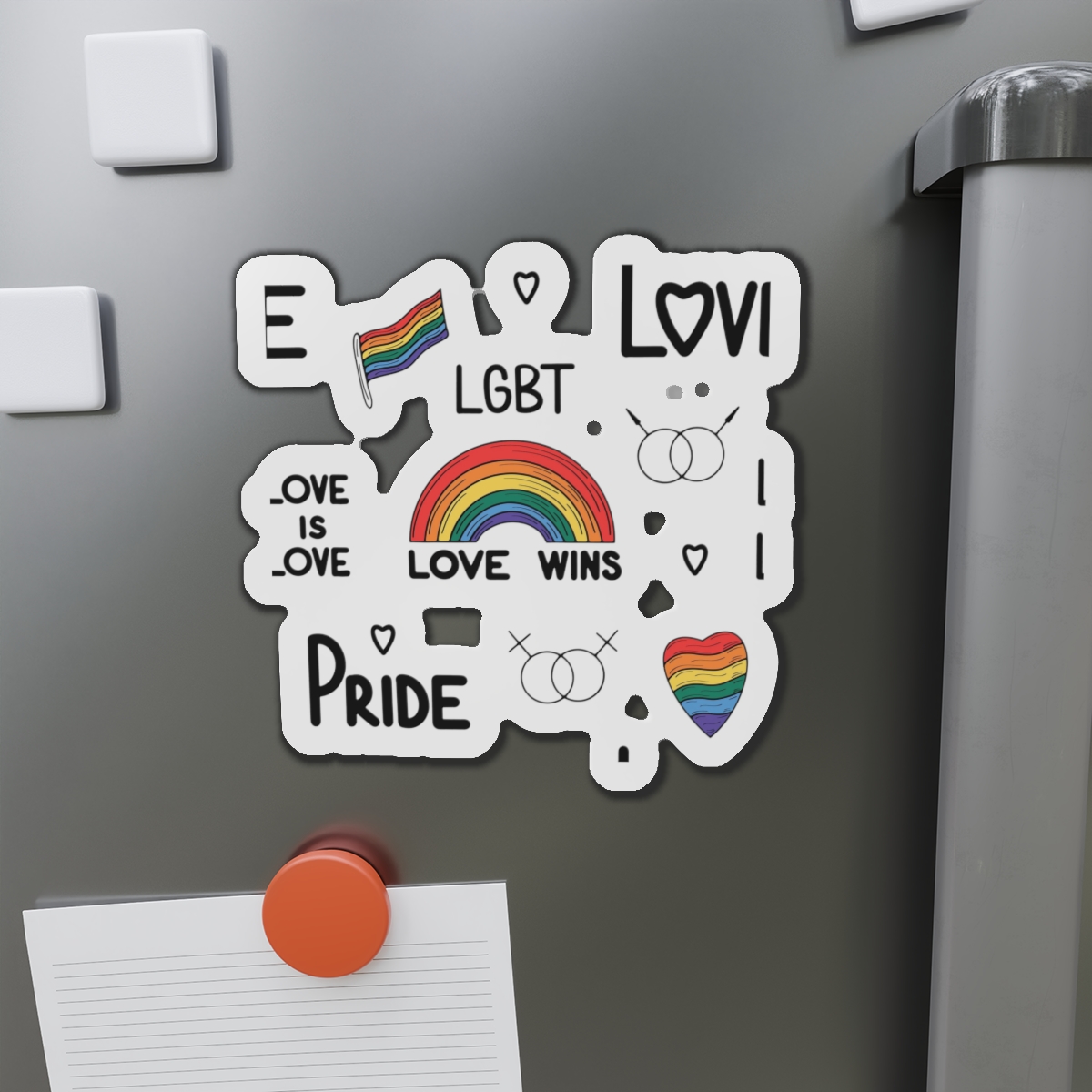 Lgbtq Pride Seamless Illustration Rainbow Hearts Love Symbols Die Cut Magnets - Image 14