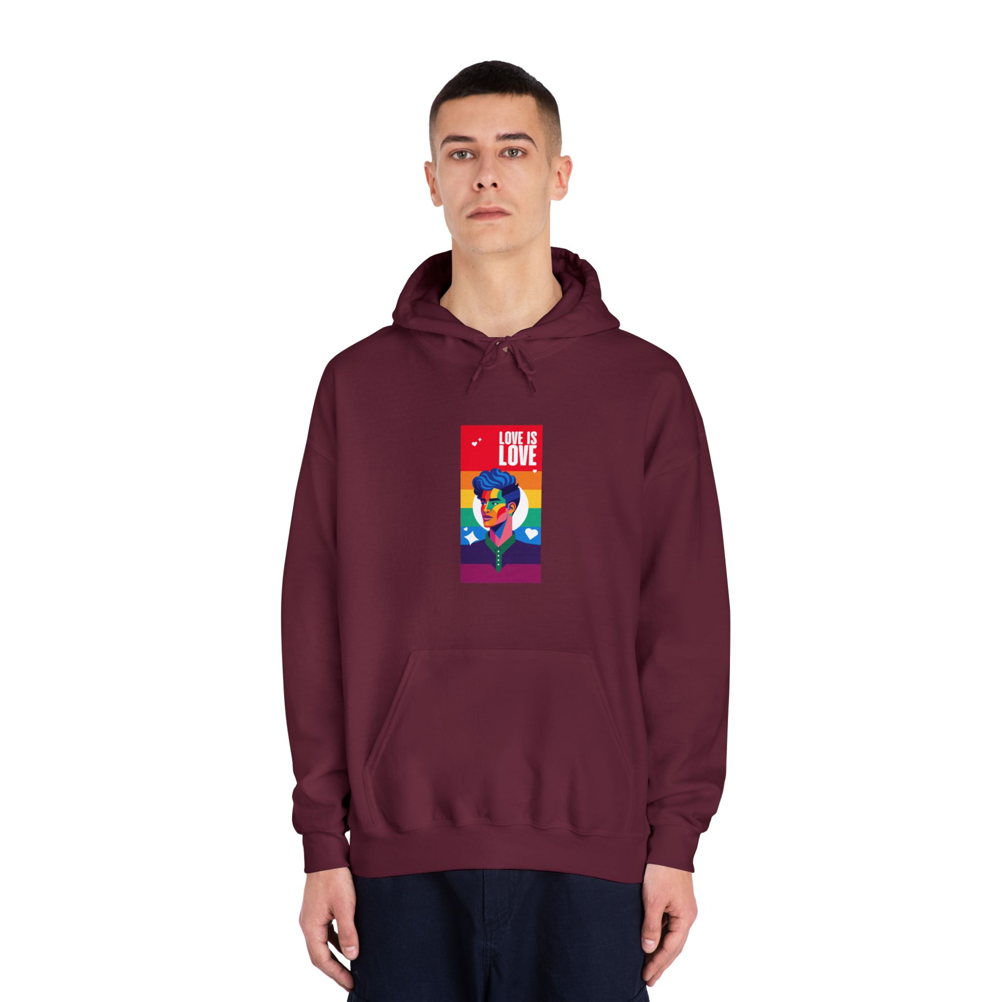 Poster Man With Rainbow Colored Face Rainbow Colored Background Unisex Dryblend Hooded Sweatshirt - Image 19
