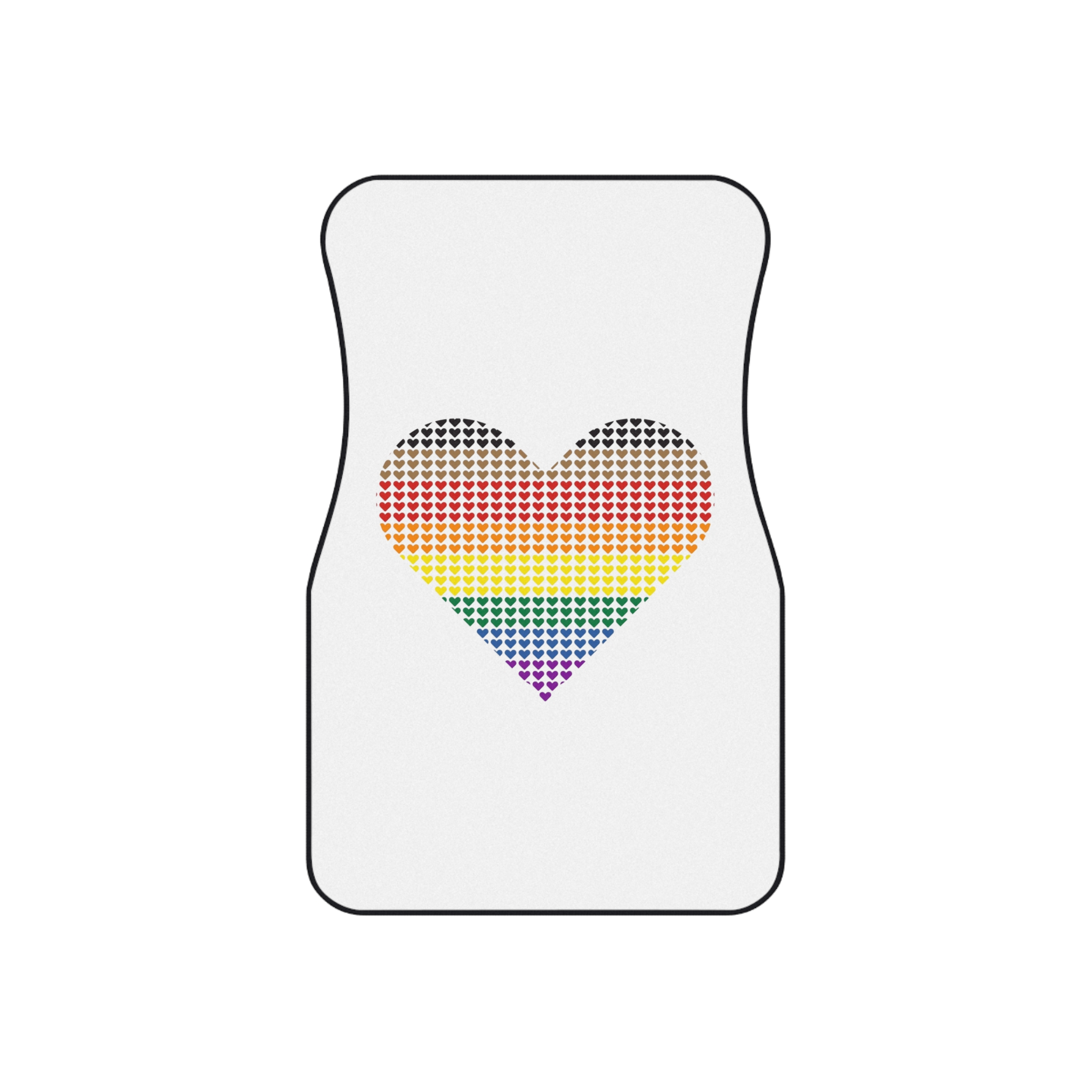 Pride Flag Heart Shape Icon With Heart Pattern Inside Heart Symbol With Black Brown Stripes Car Mats Set Of 4 - Image 2