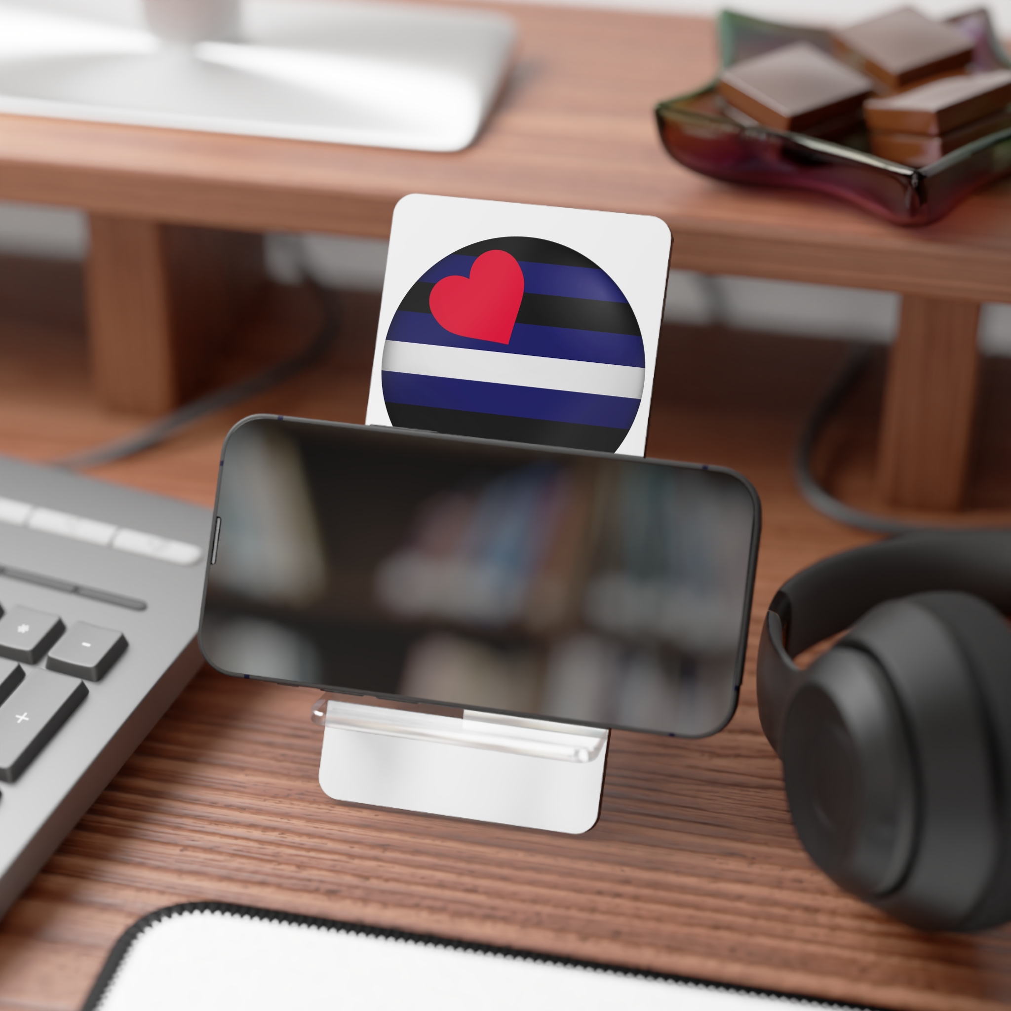Flag Leather Lgbtq Glossy Circular Flag Button Appearance 3d Icon Design With Depth Mobile Display Stand For Smartphones - Image 4