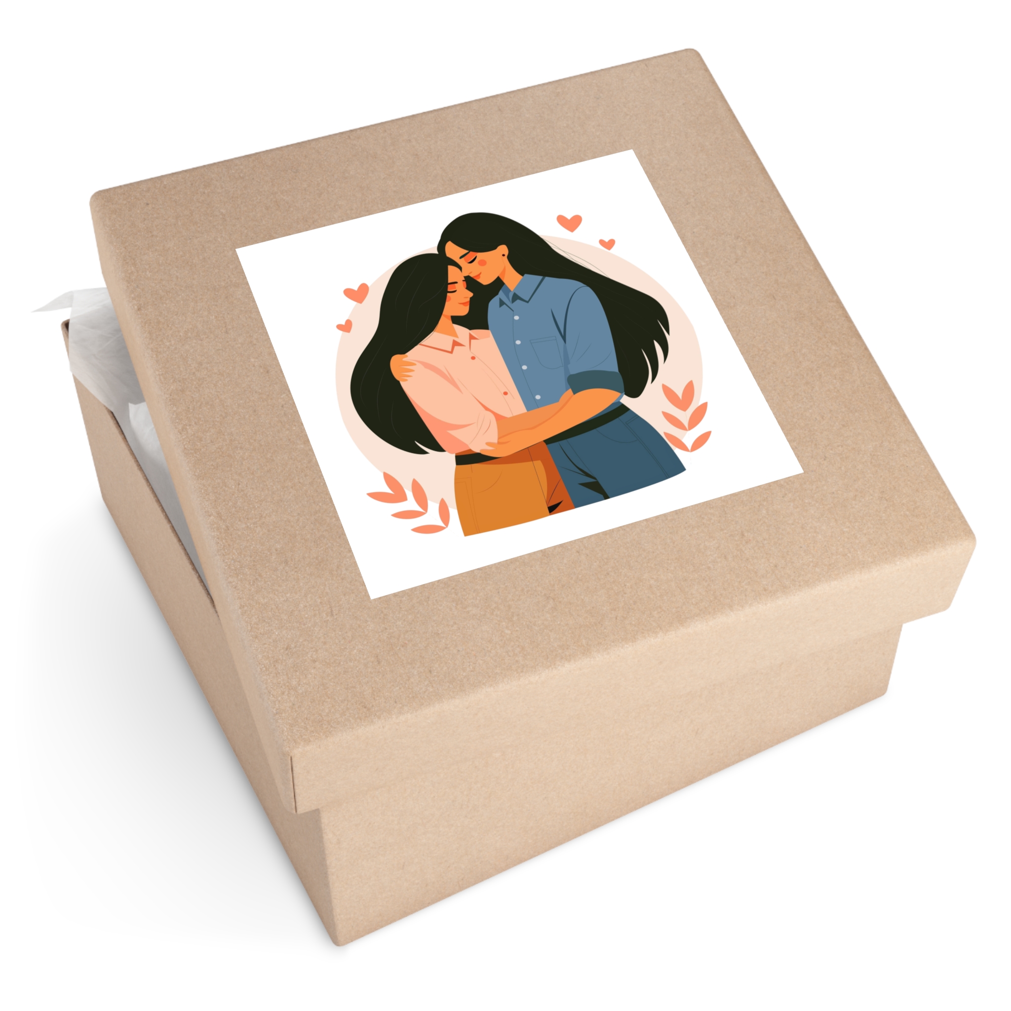 Indian Lesbian Couple Love Hugging Laminate Stickers Square - Image 51