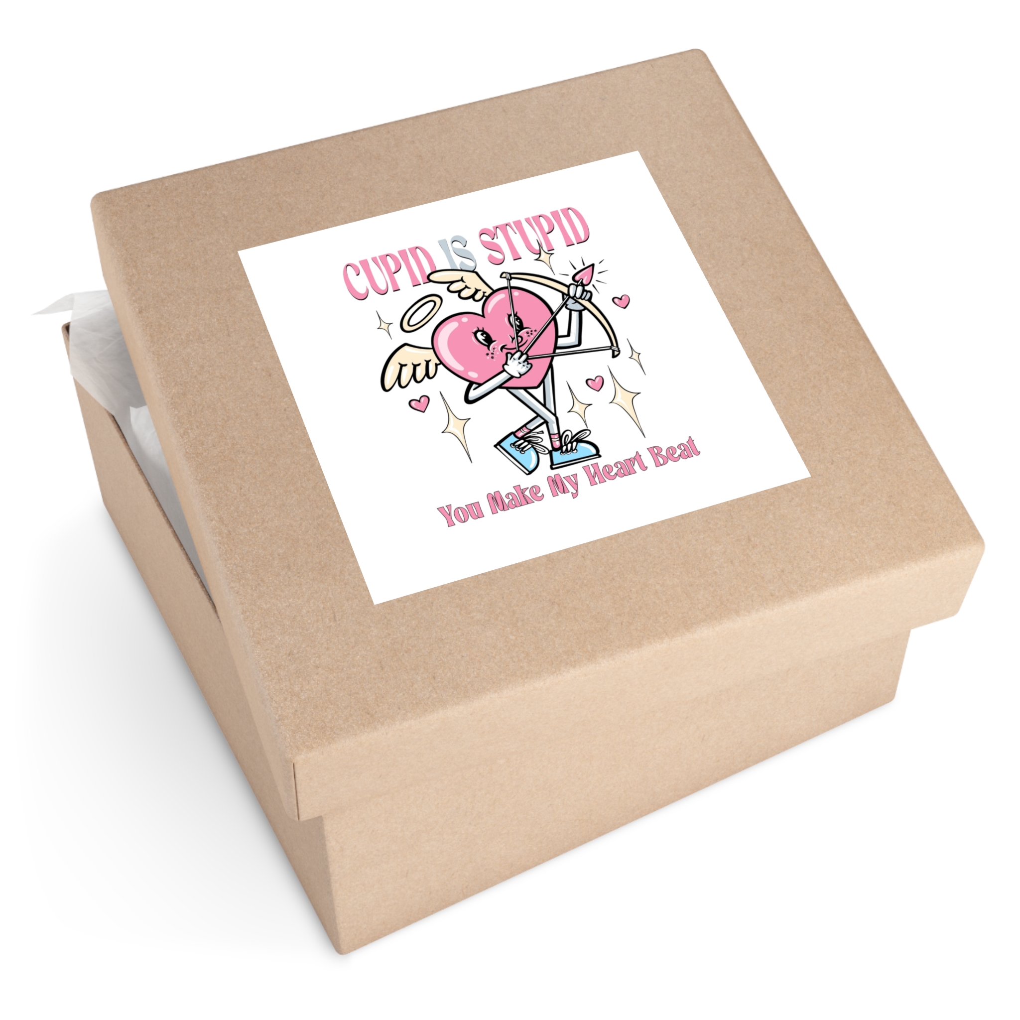 Love Cupid Holding Bow Tshirt Design Laminate Stickers Square - Image 59