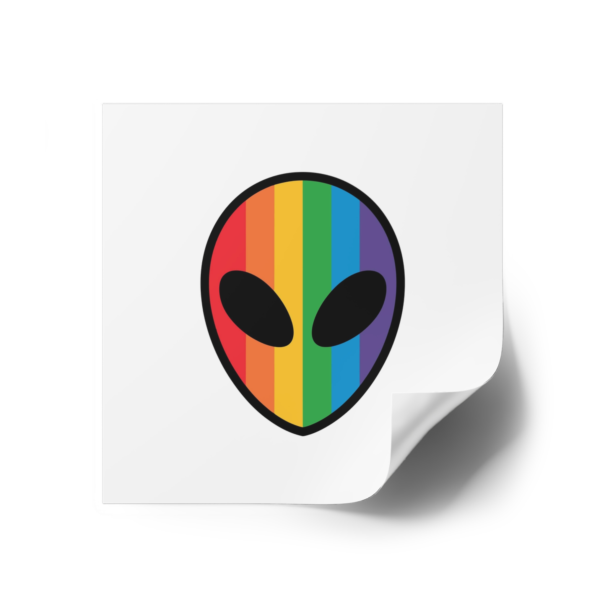 Rainbow Alien Head Lgbt Pride Illustration Laminate Stickers Square - Image 30