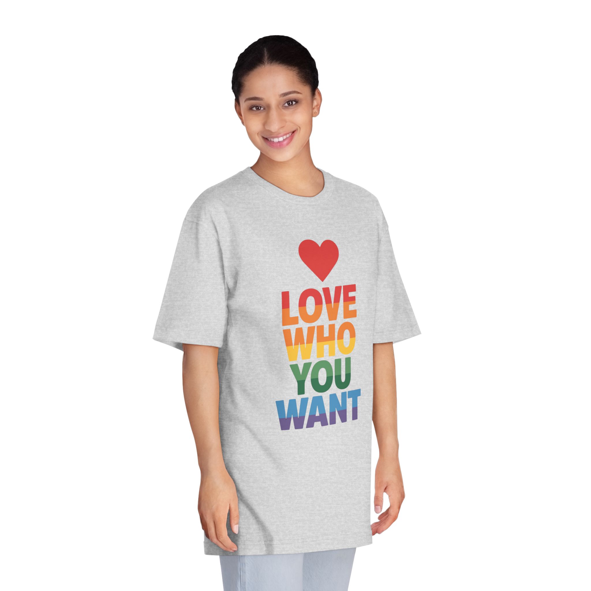 Rainbowcolored Text With Heart Symbol Saying Love Who You Want - Unisex Classic Crewneck T Shirt - Image 15