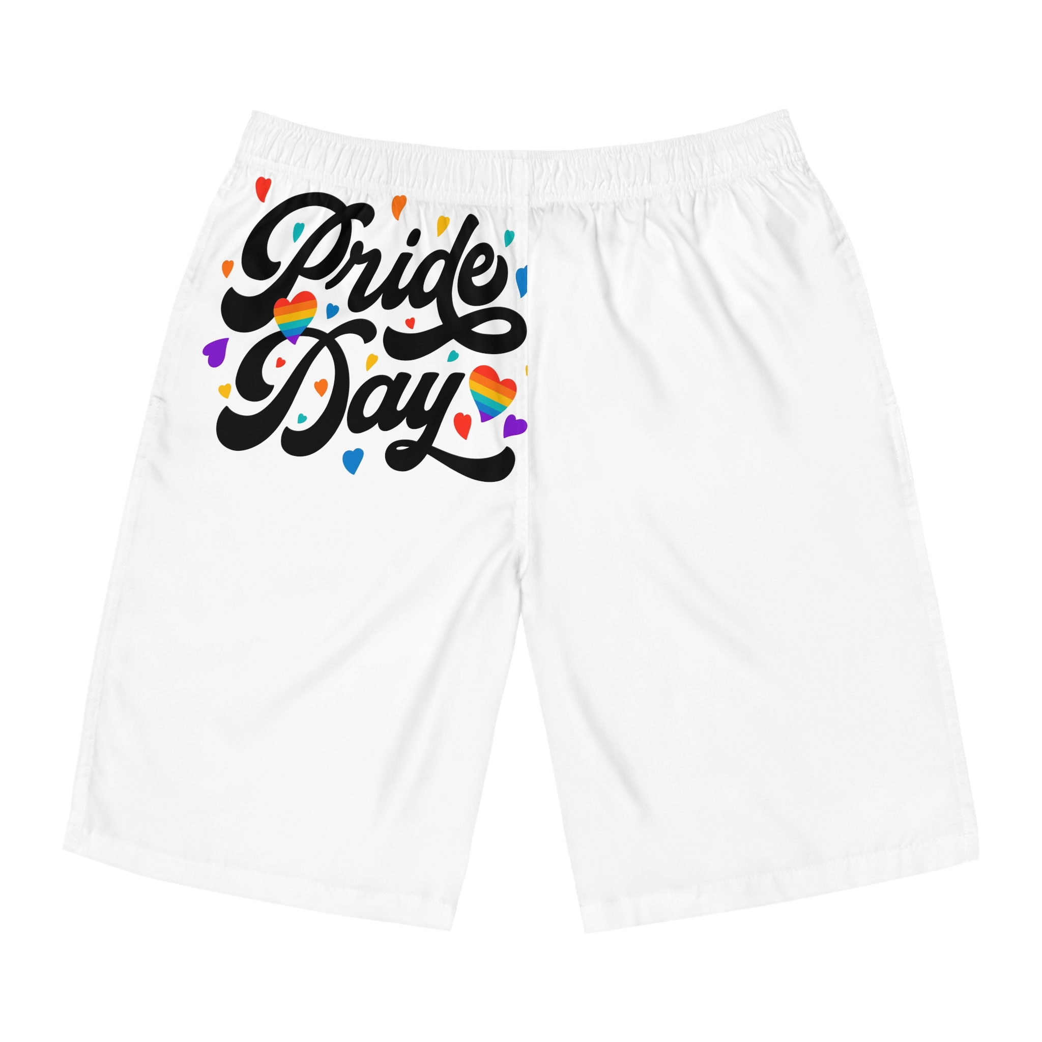 Hand Drawn Pride Day Lettering Mens Board Shorts Aop
