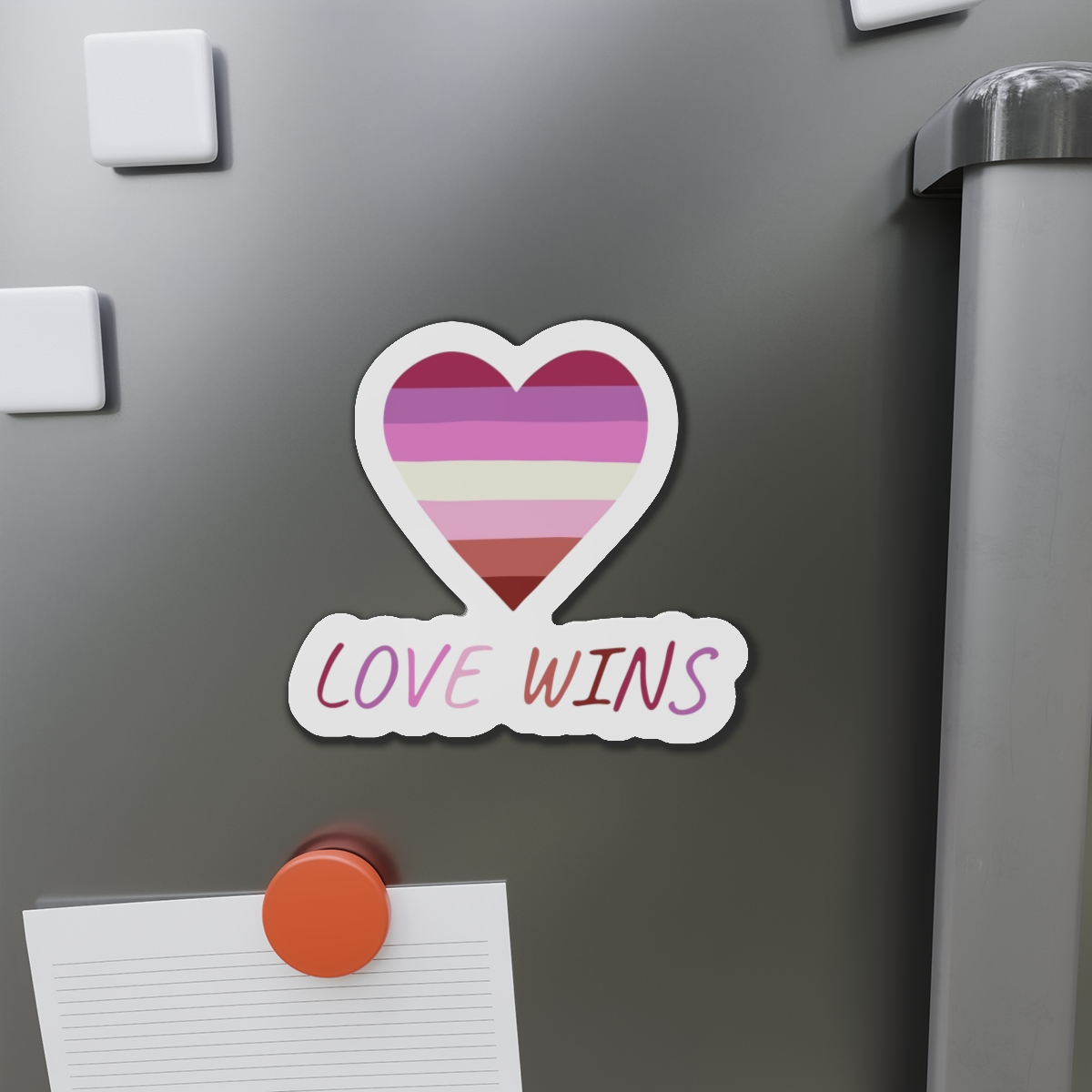 Colorful Heart Shape Lesbian Pride Flag Happy Pride Day Lgbtqia Community Pride Month Vector Hand Drawn Doodle Posters Stickers Logo Cards(2) Die Cut Magnets - Image 14