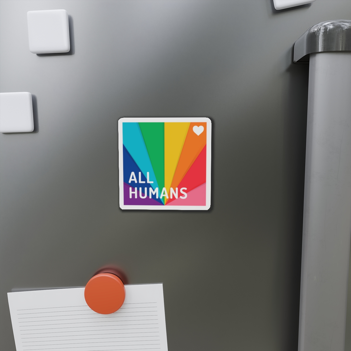 Rainbow Colored Background With All Humans Concept Pride Month Die Cut Magnets - Image 5