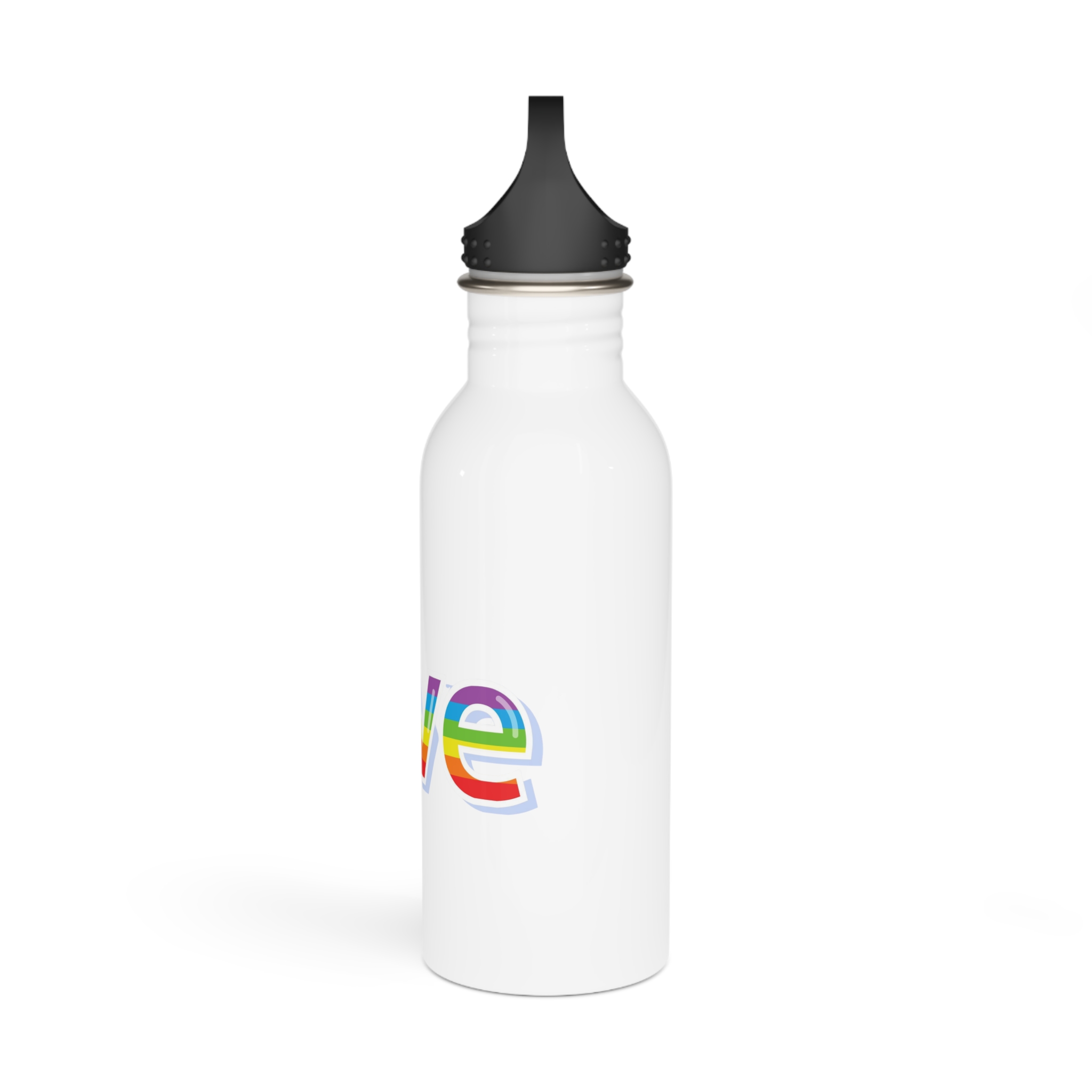 Word Love Rainbow Beautiful Letters Sticker Word Love Light Background Stainless Steel Water Bottle - Image 4