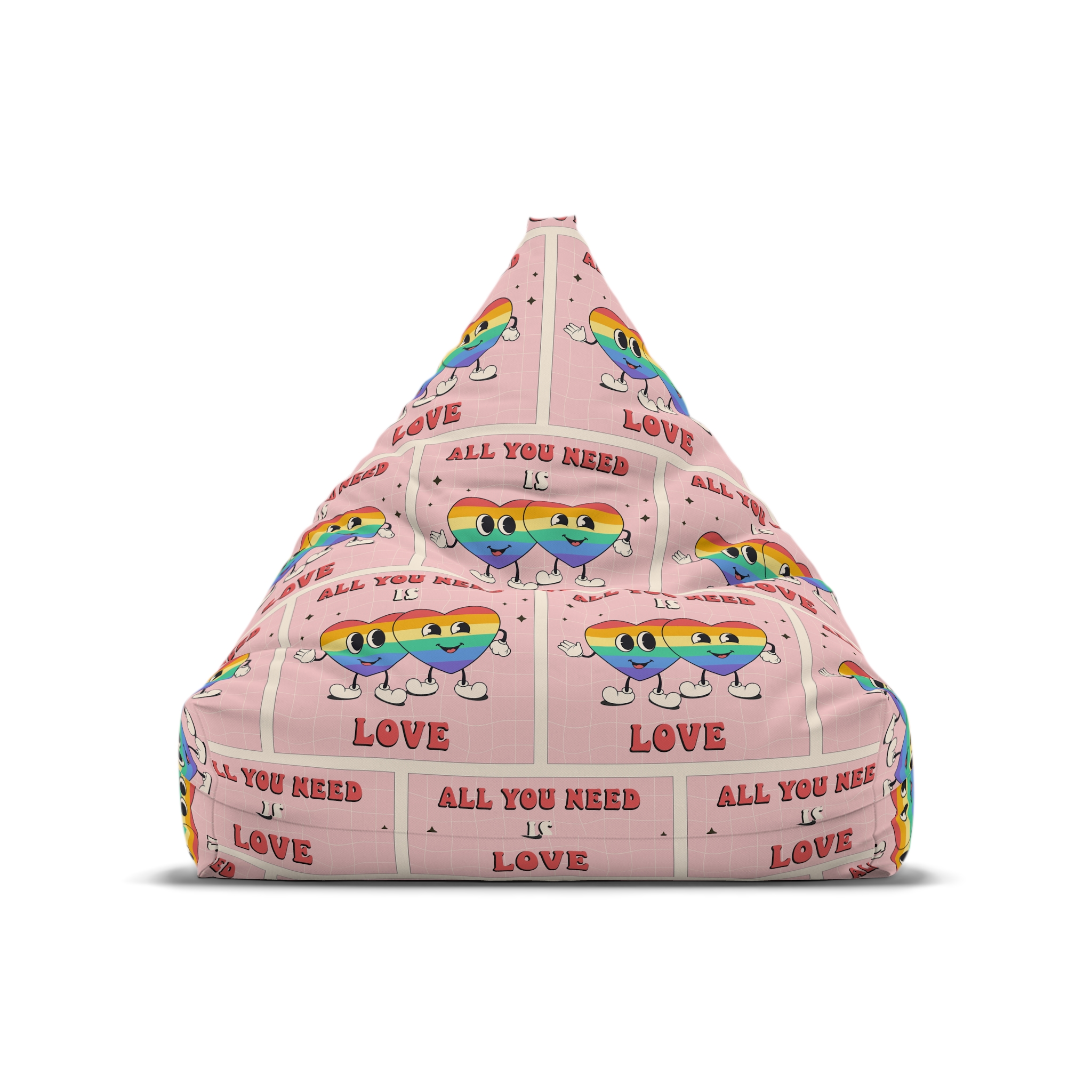 Lgbtq Pride Month Retro Groovy Poster Social Media Post Template With Rainbow Heart Bean Bag Chair Cover - Image 5