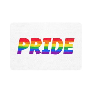 Word Pride Rainbow Lgbtq Gay Flag Colors Lettering Lgbt Month Pencil Crayon Textured Isolated Pet Food Mat 12x18