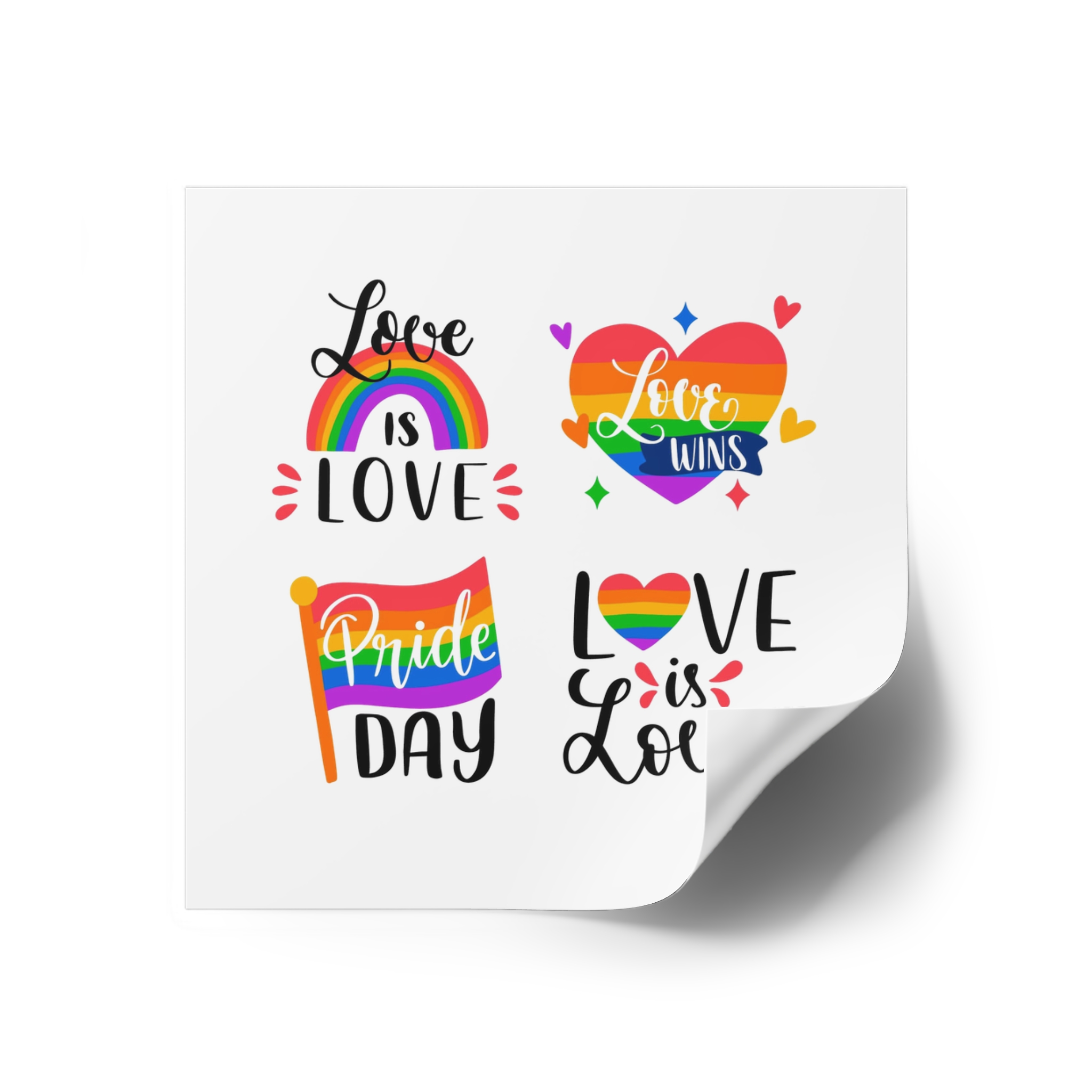 Hand Drawn Pride Day Label Collection Laminate Stickers Square - Image 18