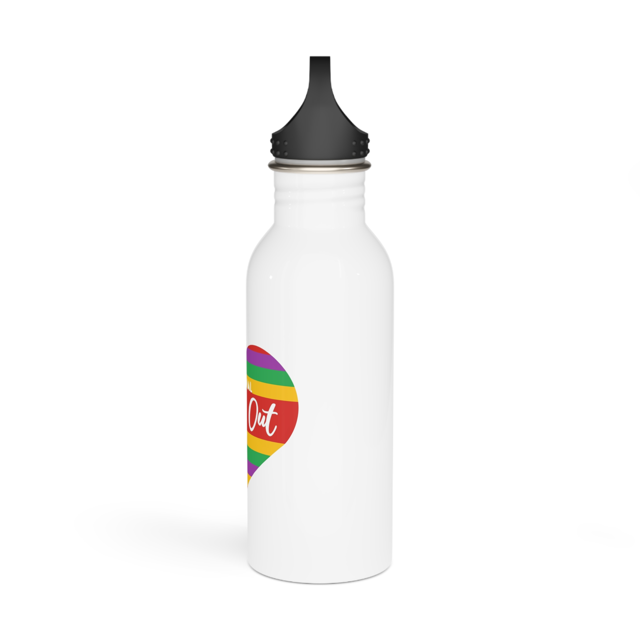National Coming Out Day Rainbow Heart With Text Pride Lgbtq Stainless Steel Water Bottle - Image 4