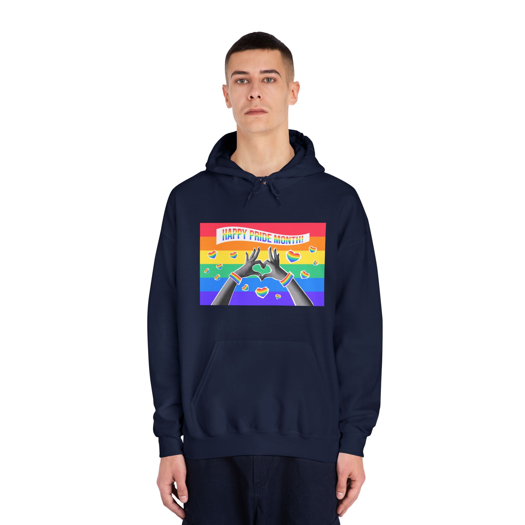 Lgbtq Pride Month Card Y2k Style Trendy Retro Collage Halftone Hands Unisex Dryblend Hooded Sweatshirt - Image 31