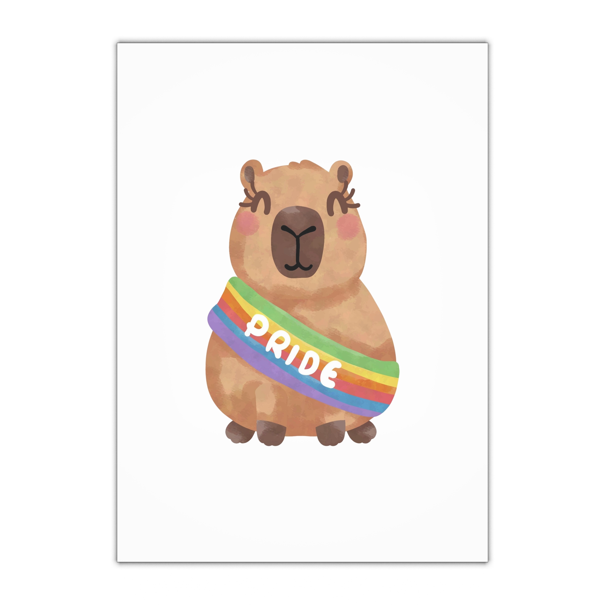 Cute Capybara With Rainbow Pride Sash Illustration Gift Wrapping Paper Sheets 1pc