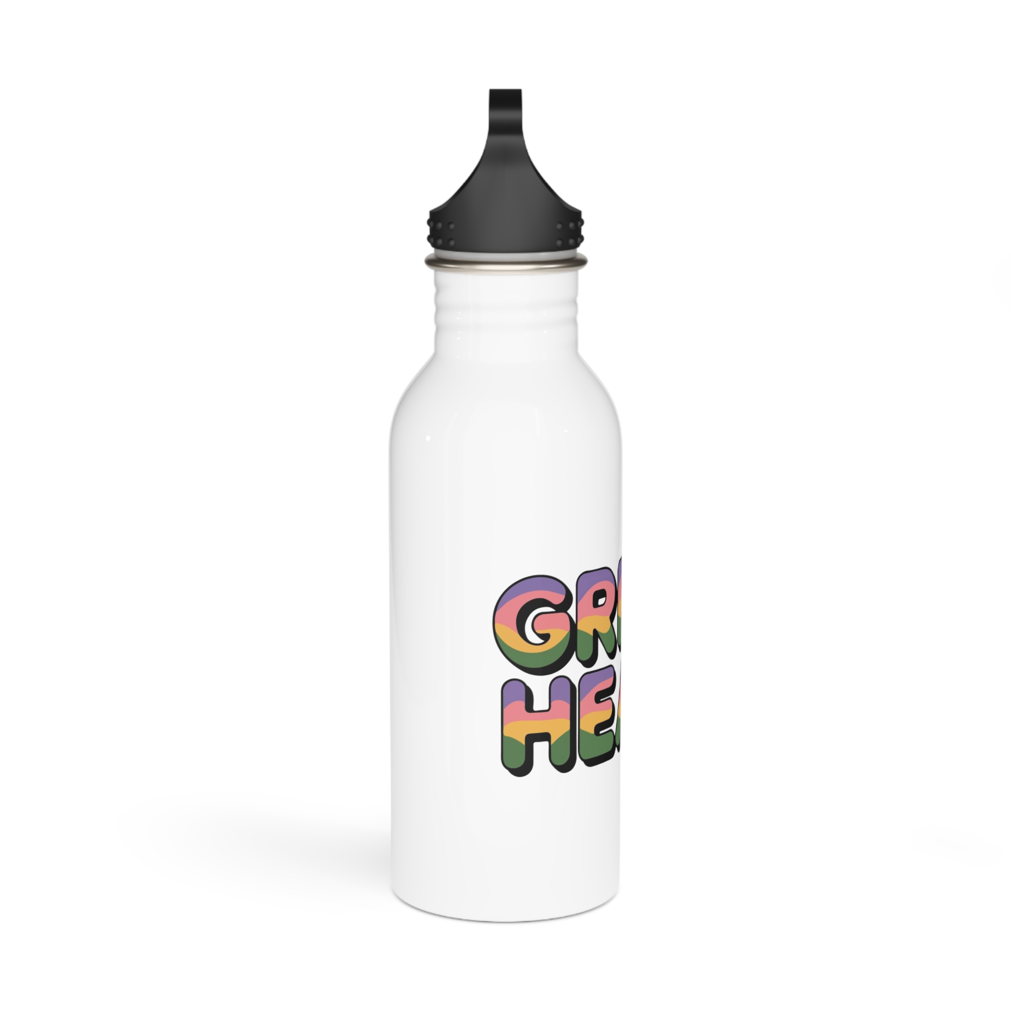 Green Heart Colorful Typography Stainless Steel Water Bottle - Image 2