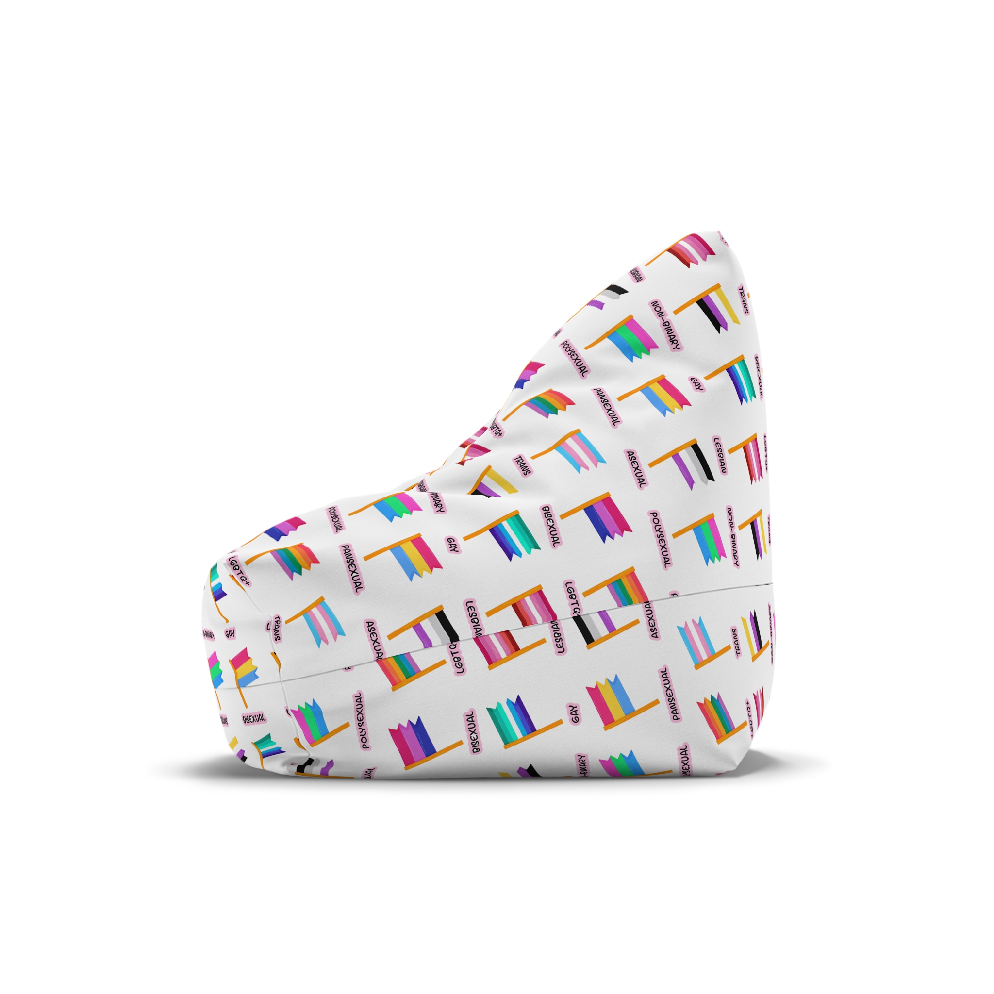 Cute Hand Drawn Set Lgbtq Pride Flags With Names Lgbtq Trans Bisexual Lesbian Nonbinary Asexual Bean Bag Chair Cover - Image 4