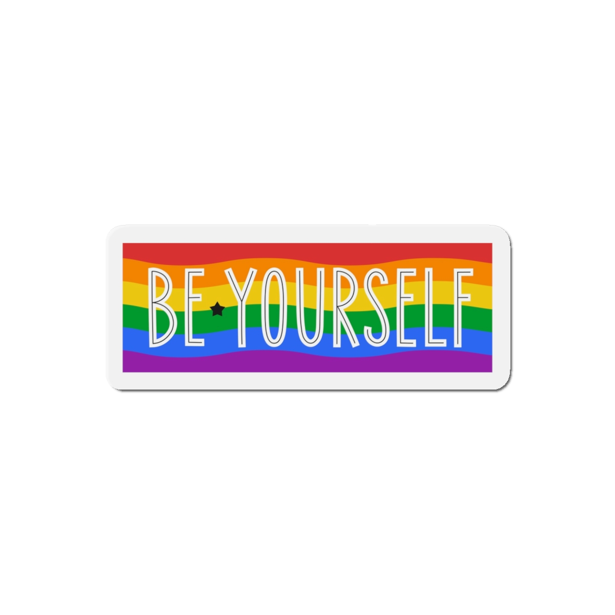 Be Yourself Phrase With Lgbtqia Flag Background Die Cut Magnets - Image 10