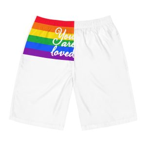 You Are Loved Words Lgbt Pride Flag Background Mens Board Shorts Aop