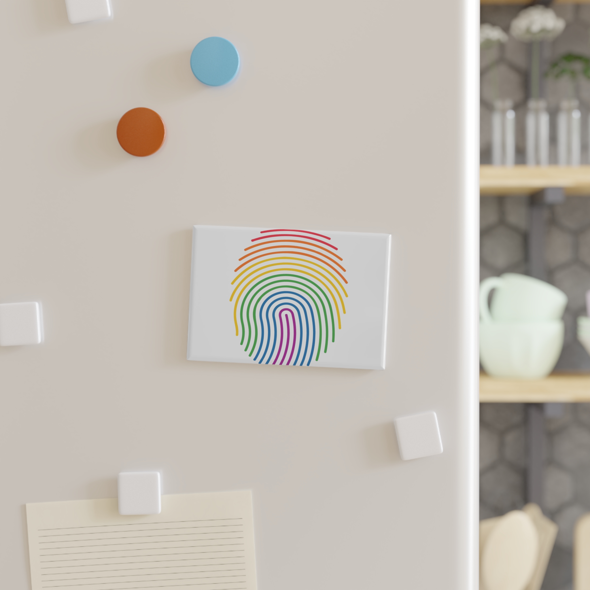 Finger Print Rainbow Pride Love Illustration Button Magnet Rectangle 1 And 10 Pcs - Image 3