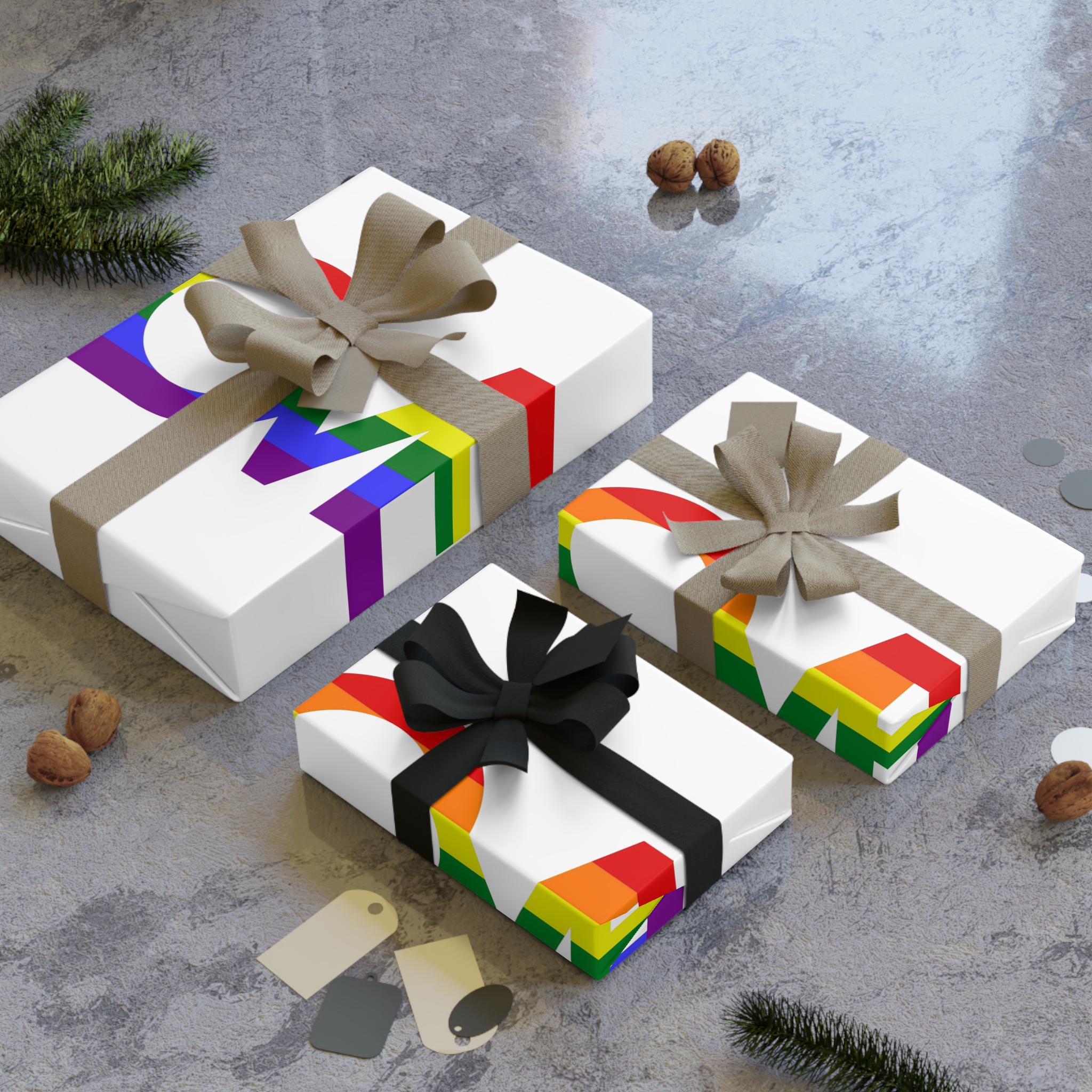 Inscription Love With Colors Lgbt Flag Vector Illustration Gift Wrapping Paper Rolls 1pc - Image 4